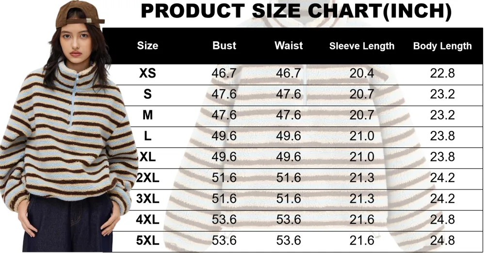 Fleece Stripe Stand Collar Drawstring Half Zip Oversized Sweatshirt