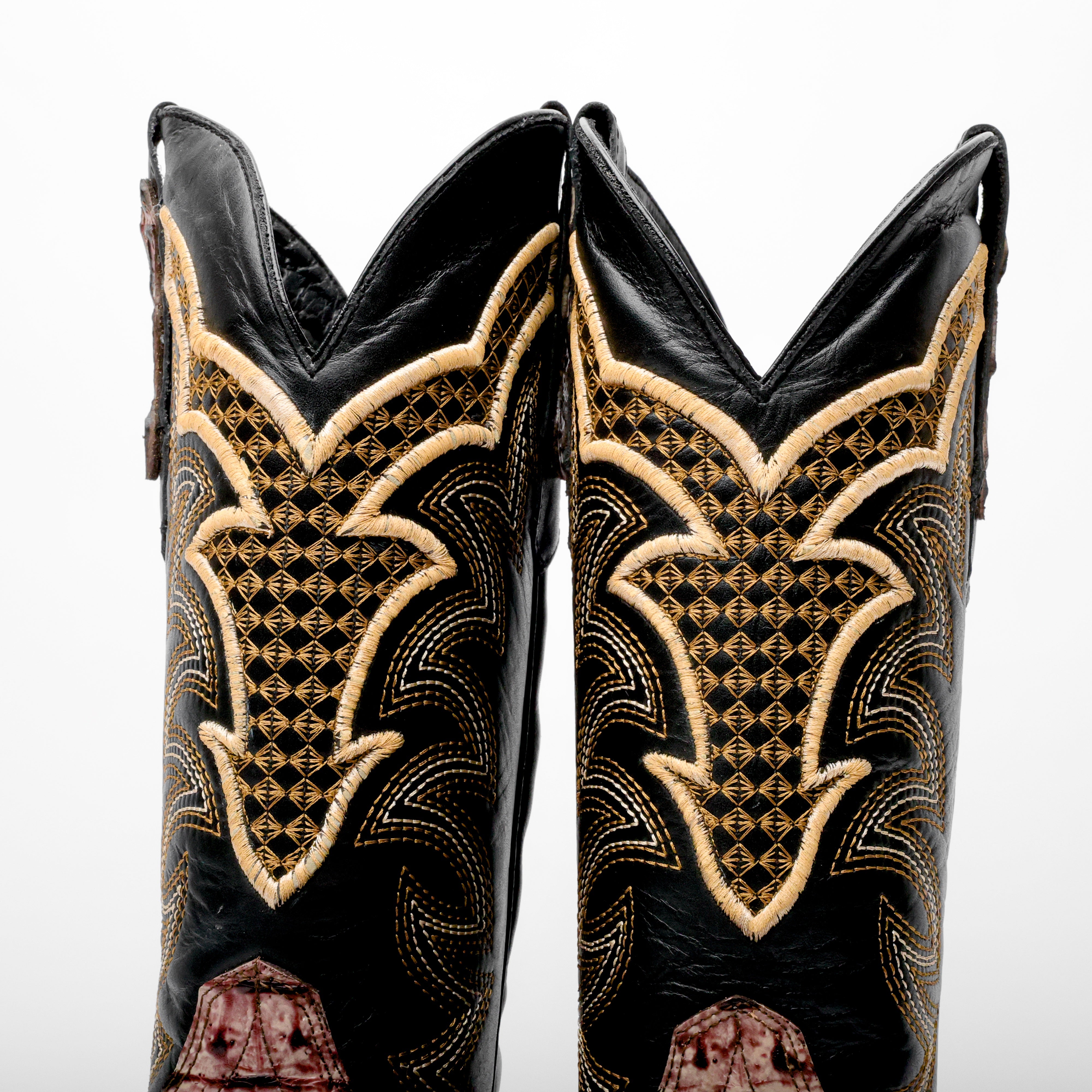 Orix Caiman Neck Leather Boots - Square Toe