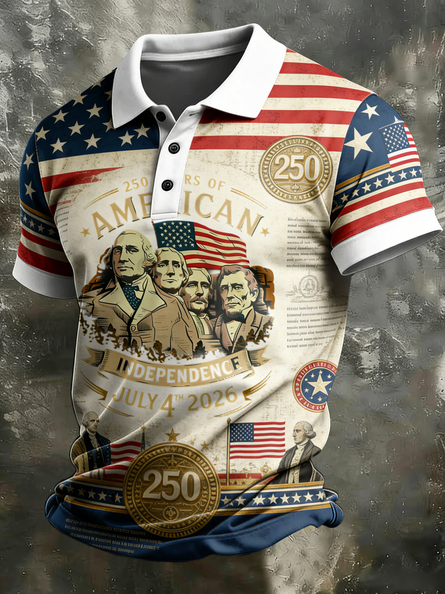 Unisex Casual 250Th Anniversary Celebration Short Sleeved Polo Shirt