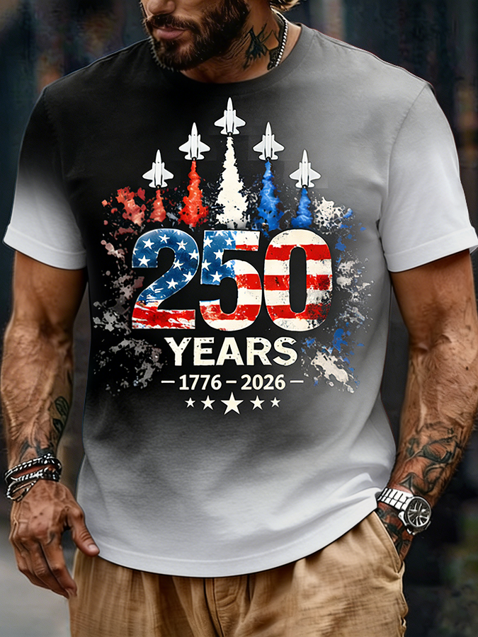 Men's 1776-2026 Jet Gradient American Flag T-Shirt