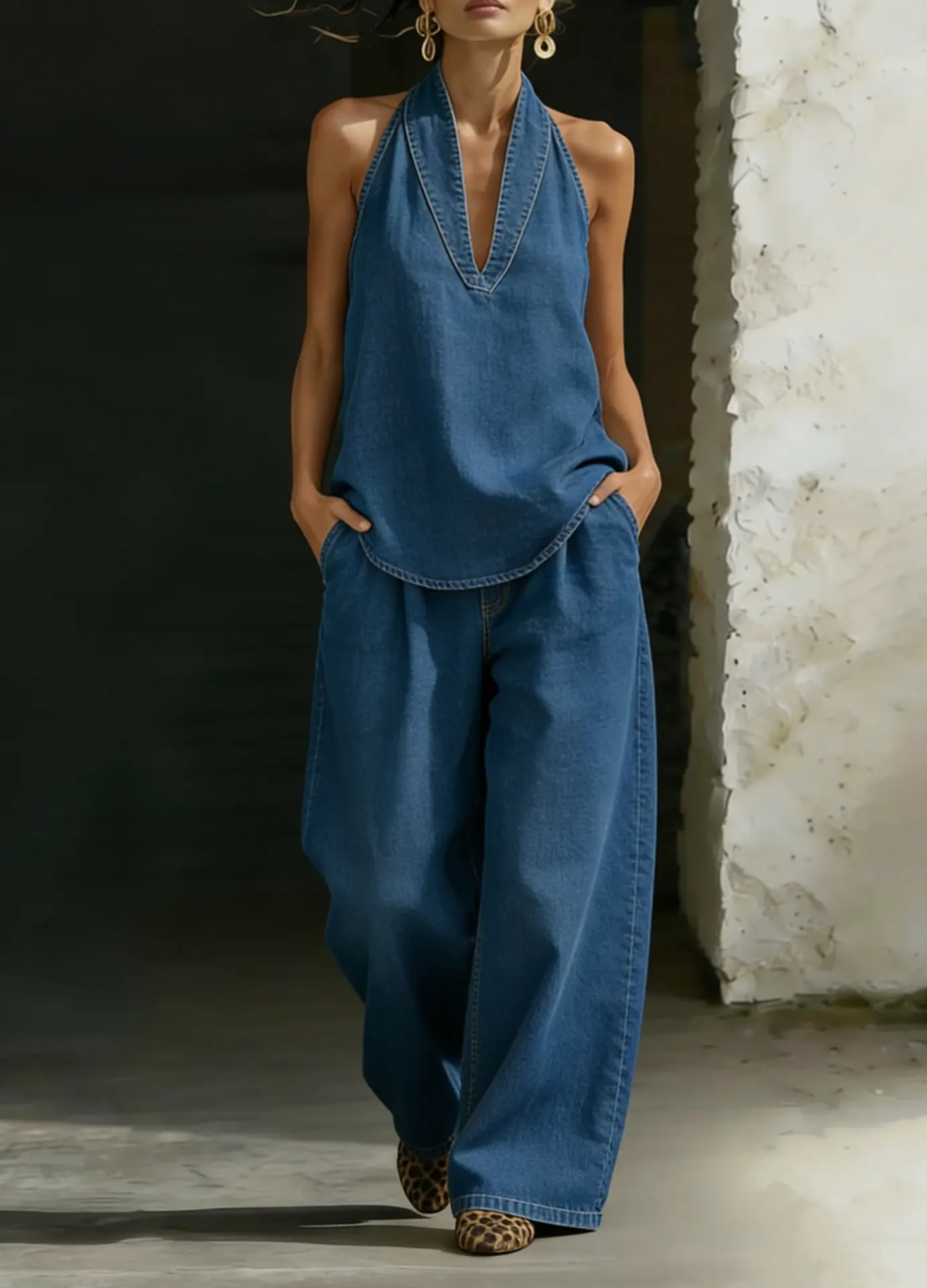 Women's Fashion Cozy Minimalist Two-piece Denim Set