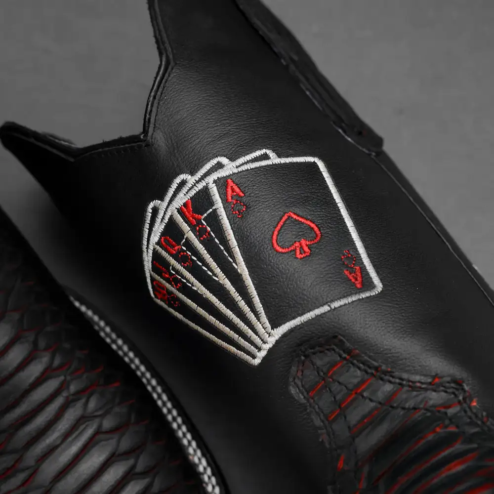 “Royal Flush” Python Leather Boots - Square Toe