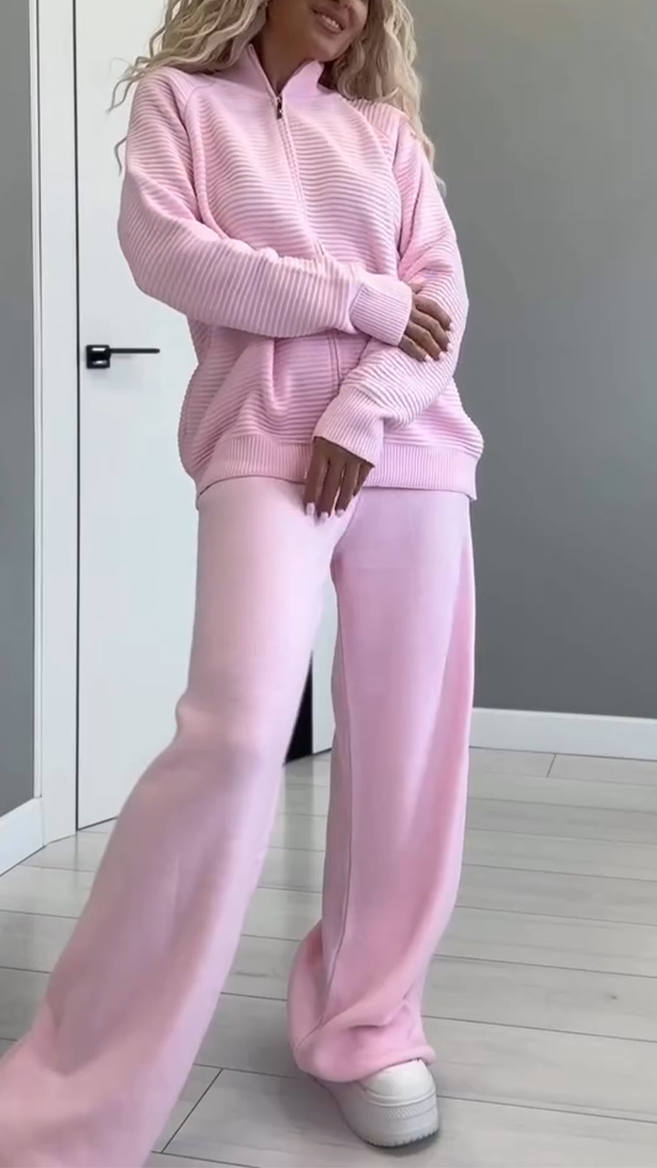 Women Solid Color Loose Casual Suit