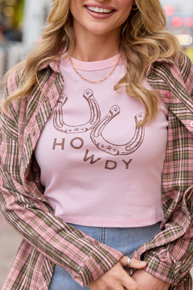 Howdy Horseshoes Pink Baby Graphic Tee