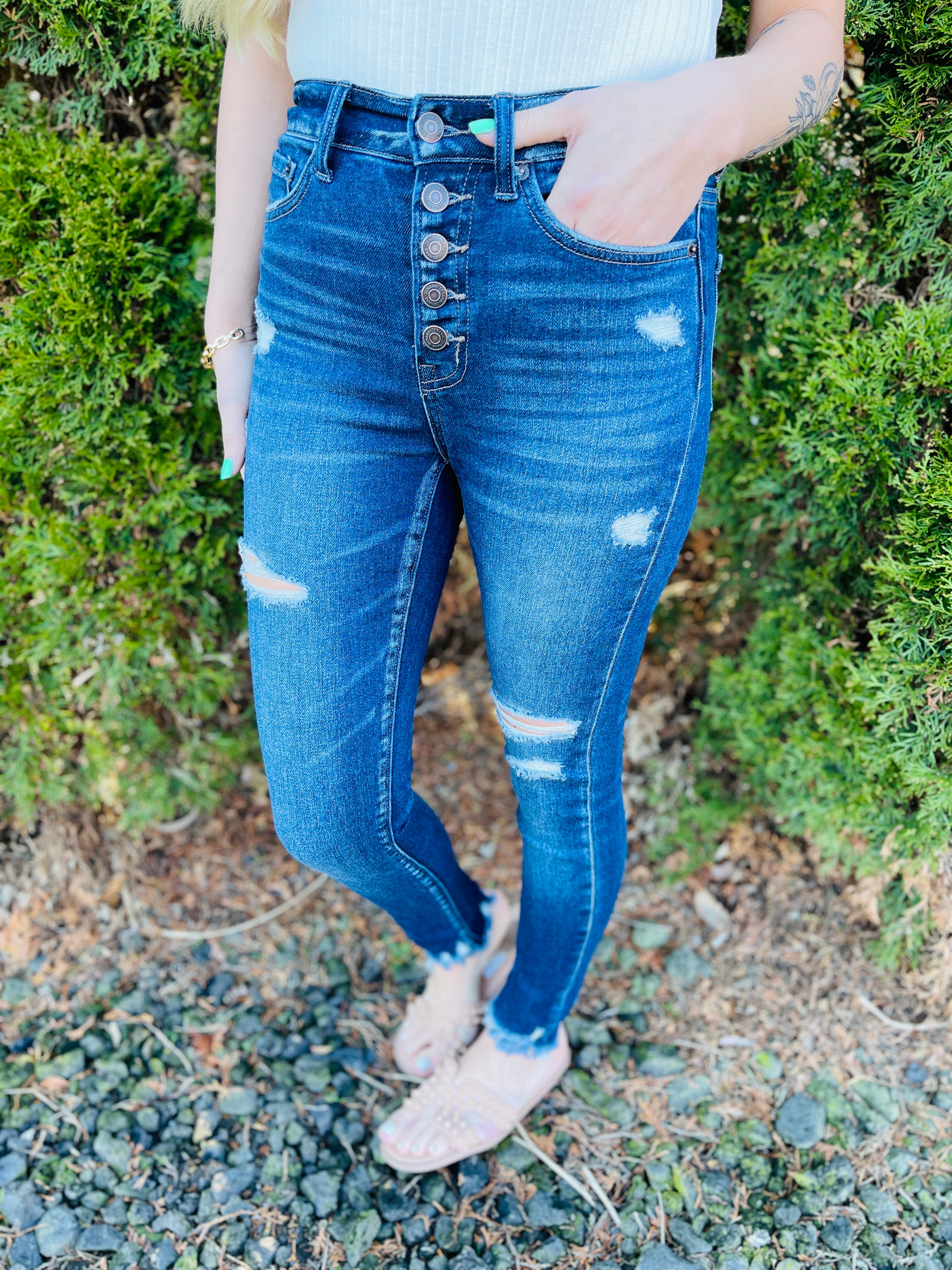 DOORBUSTER! I Like Big Button Fly Skinny Jeans