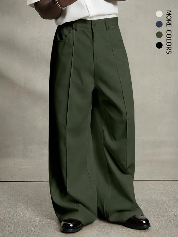 Casual Wide Leg Pants, Versatile Striped Loose Fit Straight Leg Trousers
