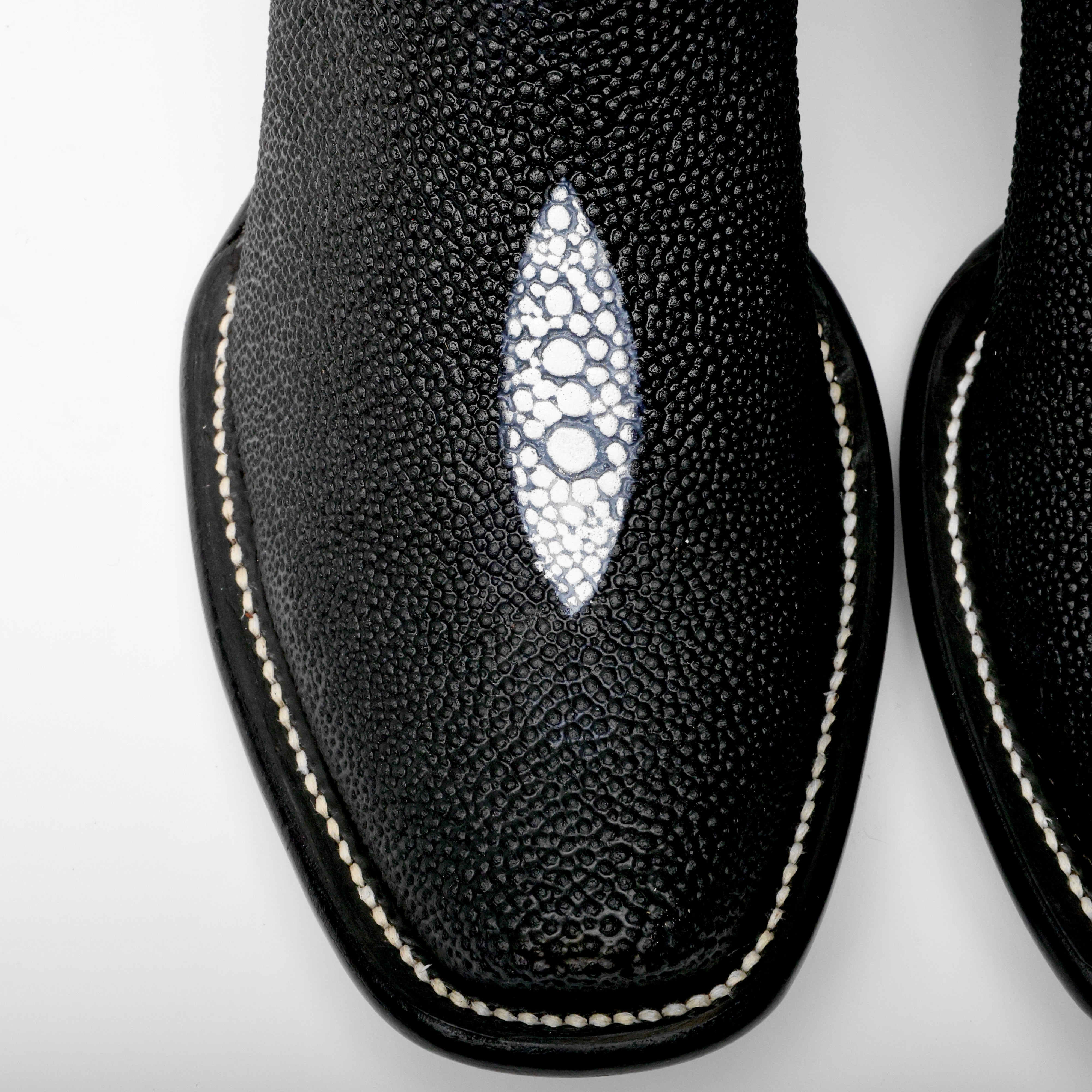 Black Stingray Leather Boots - Cutter Toe