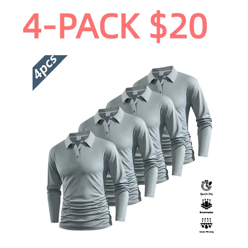 Men's 4-Piece Long-Sleeve Polo Shirt Set
