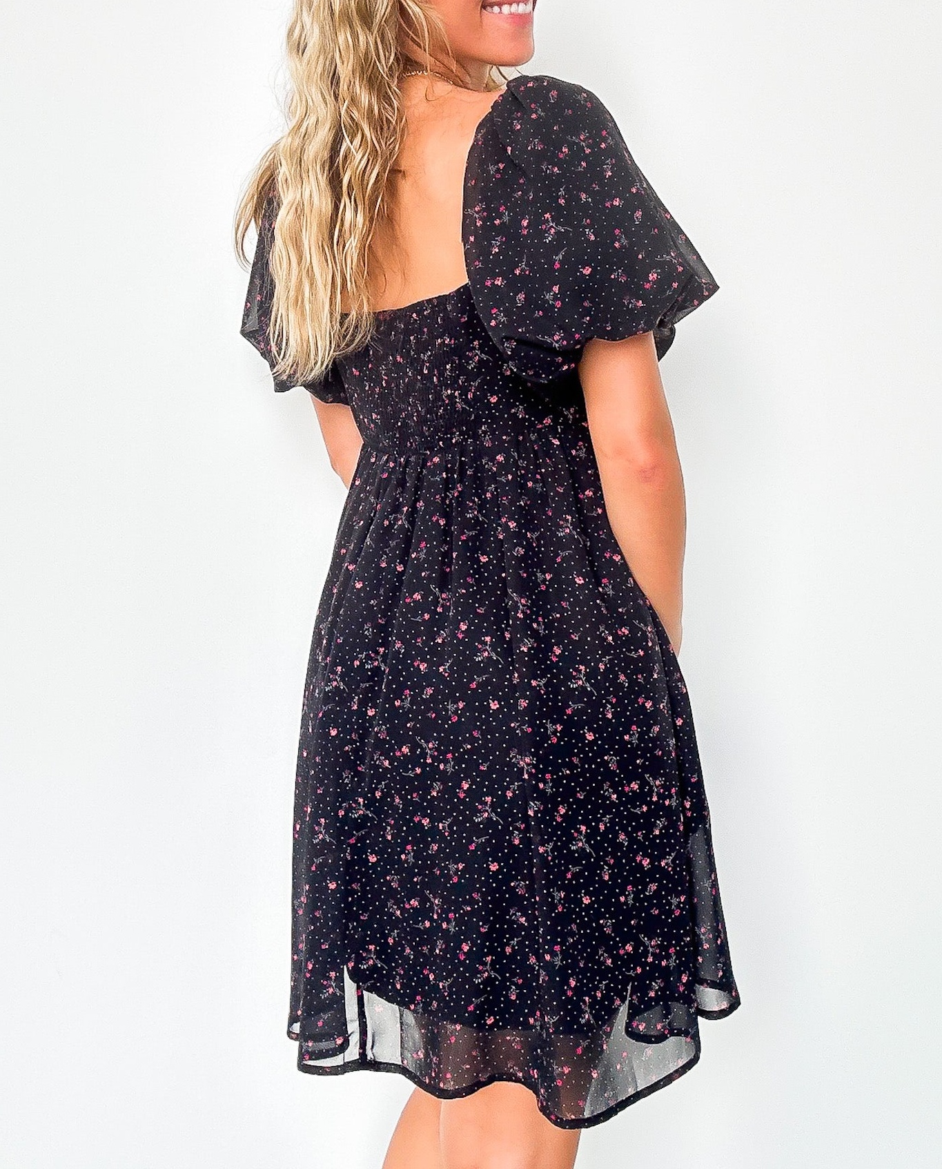 Deluxe Desire Square Neck Floral Dress