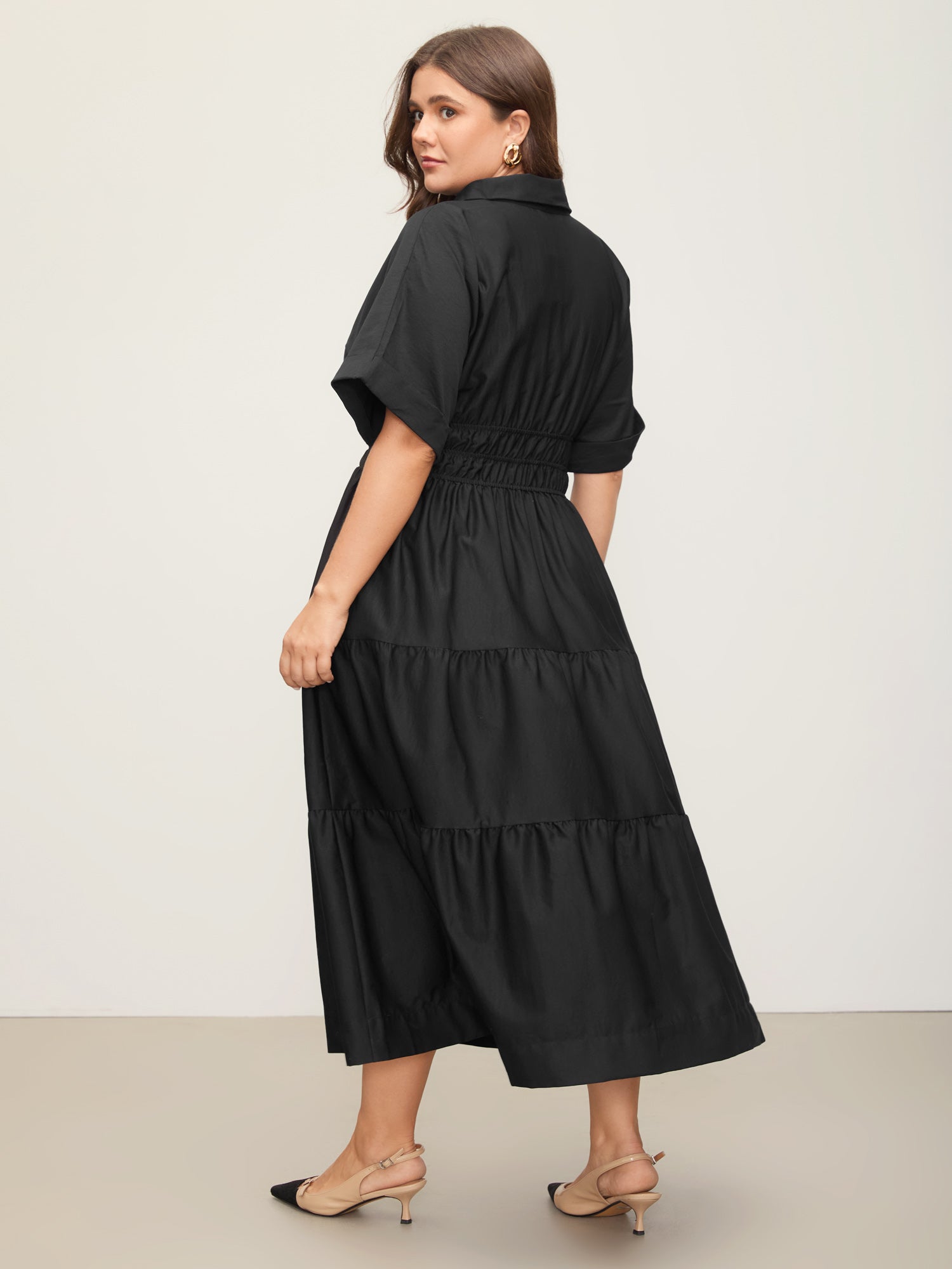 Midfield Tiered Midi Shirt Dress