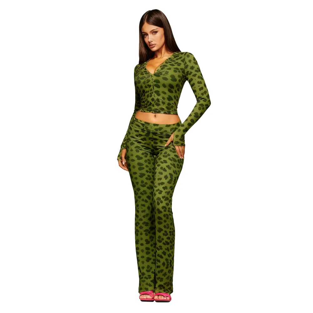 Y2K Style Leopard Print Co-ord Set