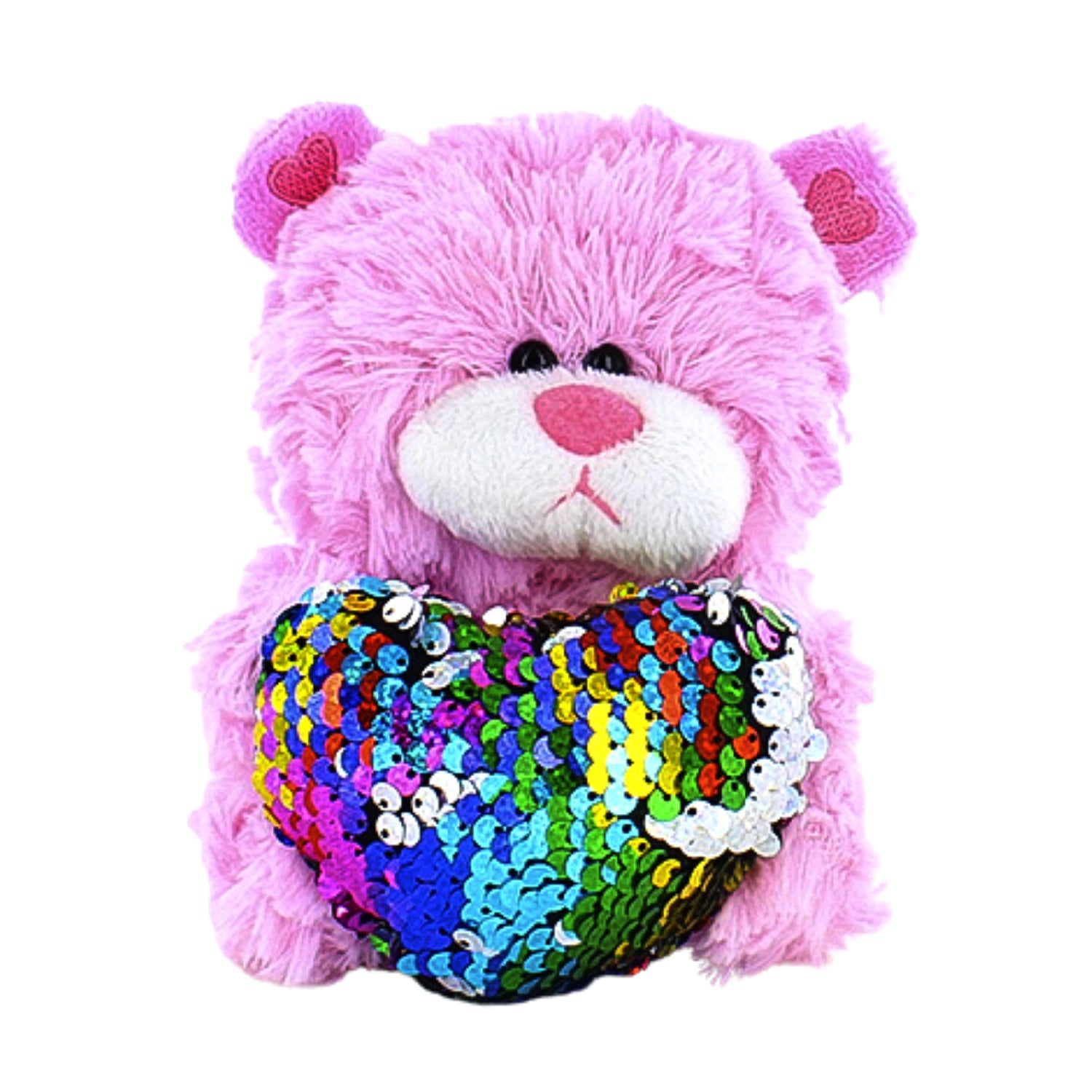 Pink Bears with Sequin Heart 6inch