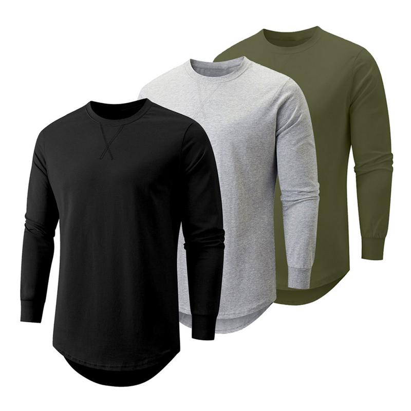 Mens 9 Pack Cotton Hipster Hip Hop Longline Crewneck Sport T-Shirt, Menswear Casual Top for Outdoor Daily Wear
