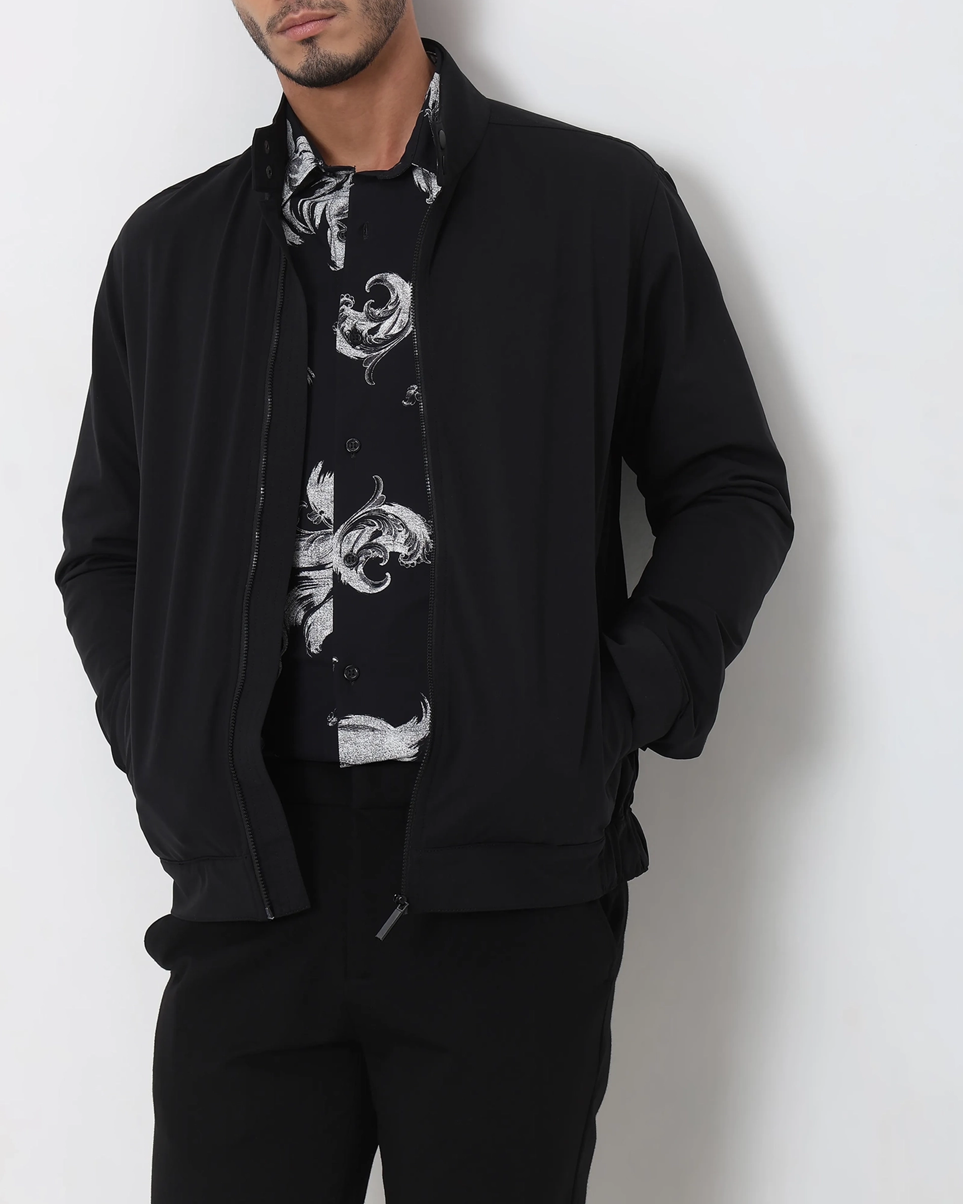 Versatile Comfortable Slim-Fit Black Jacket