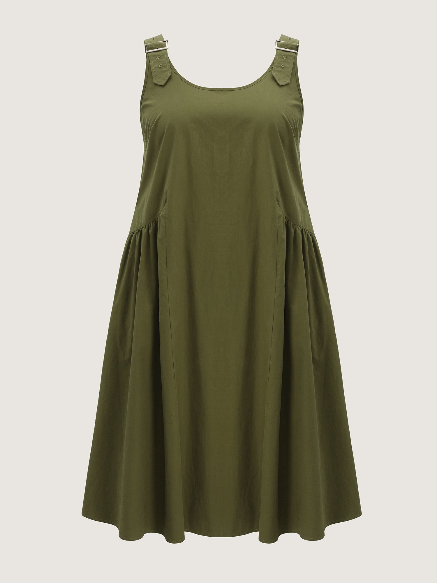 Pure Cotton Pleated Drop Waist Overall Midi Dress