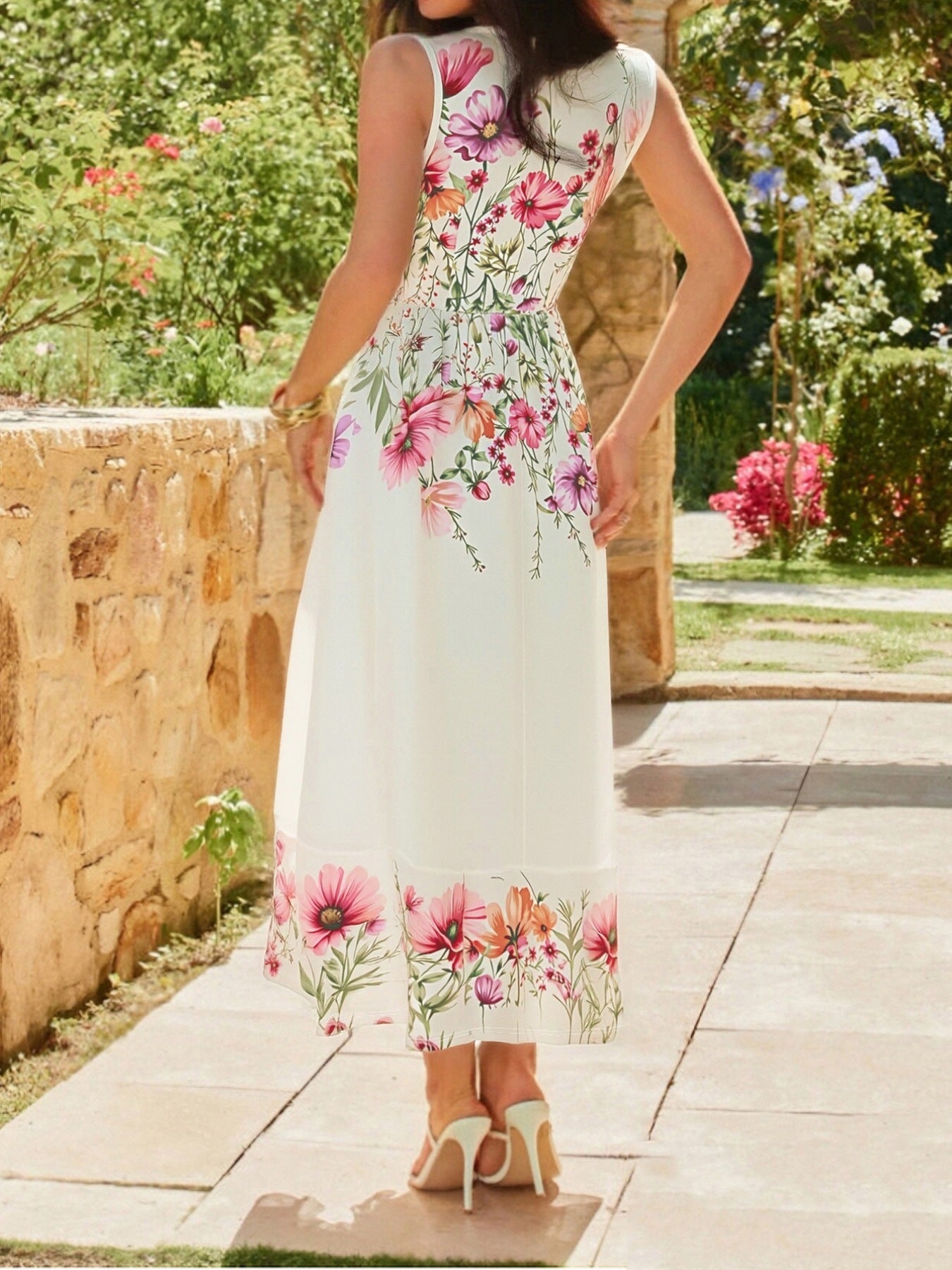 Floral Print Square Neck Dress