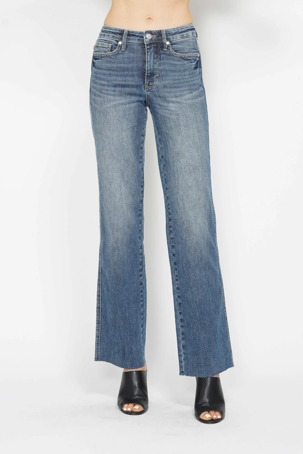 Blue Full Size Tummy Control Straight Jeans