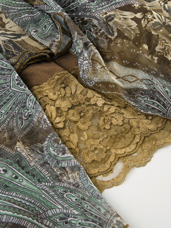 Printed Low Waist Irregular Skirt In Green