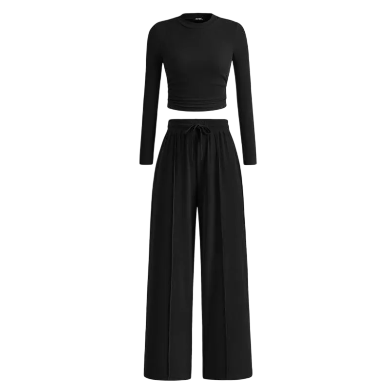 Women's 2-Piece Set – Top & Wide-Leg Pants