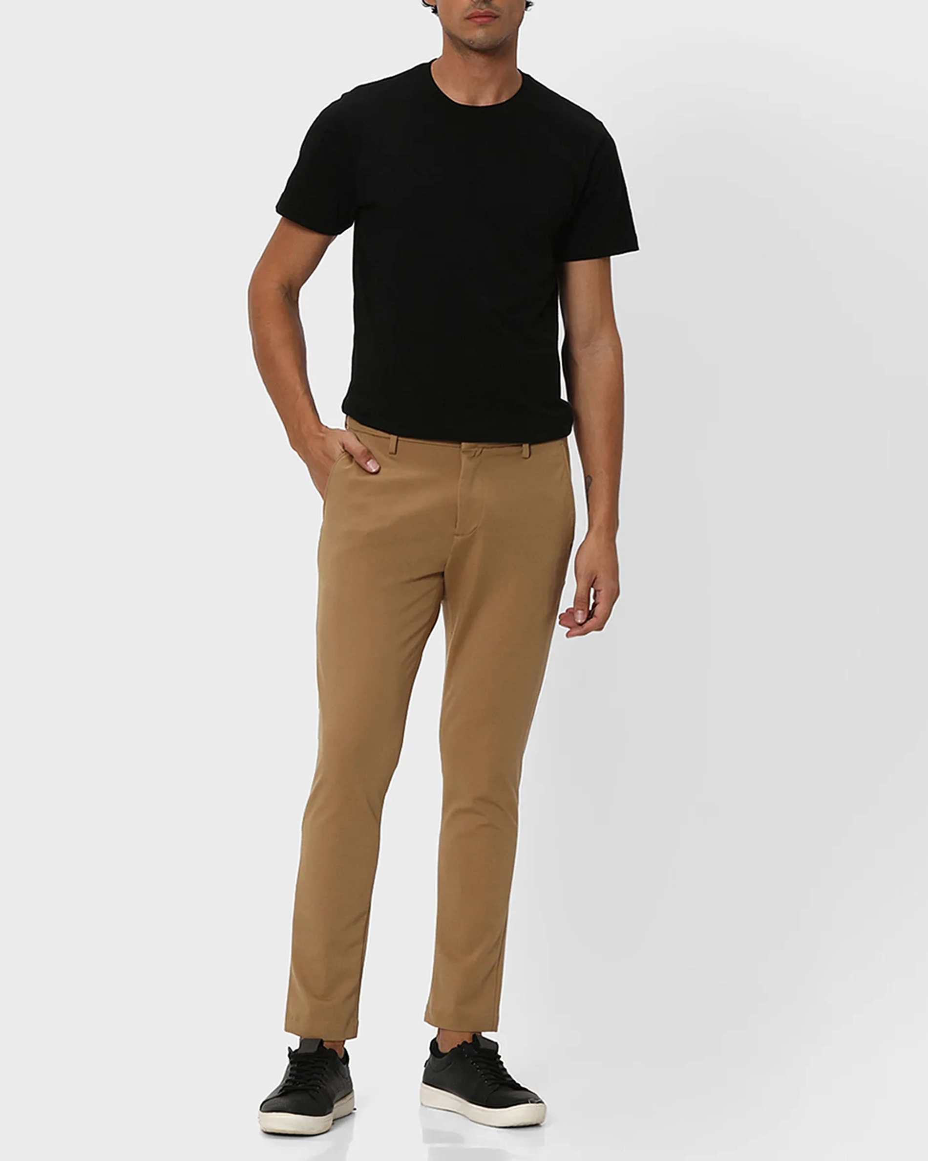 Classic Versatile Soft Slim-Fit Straight-Leg Khaki Trousers