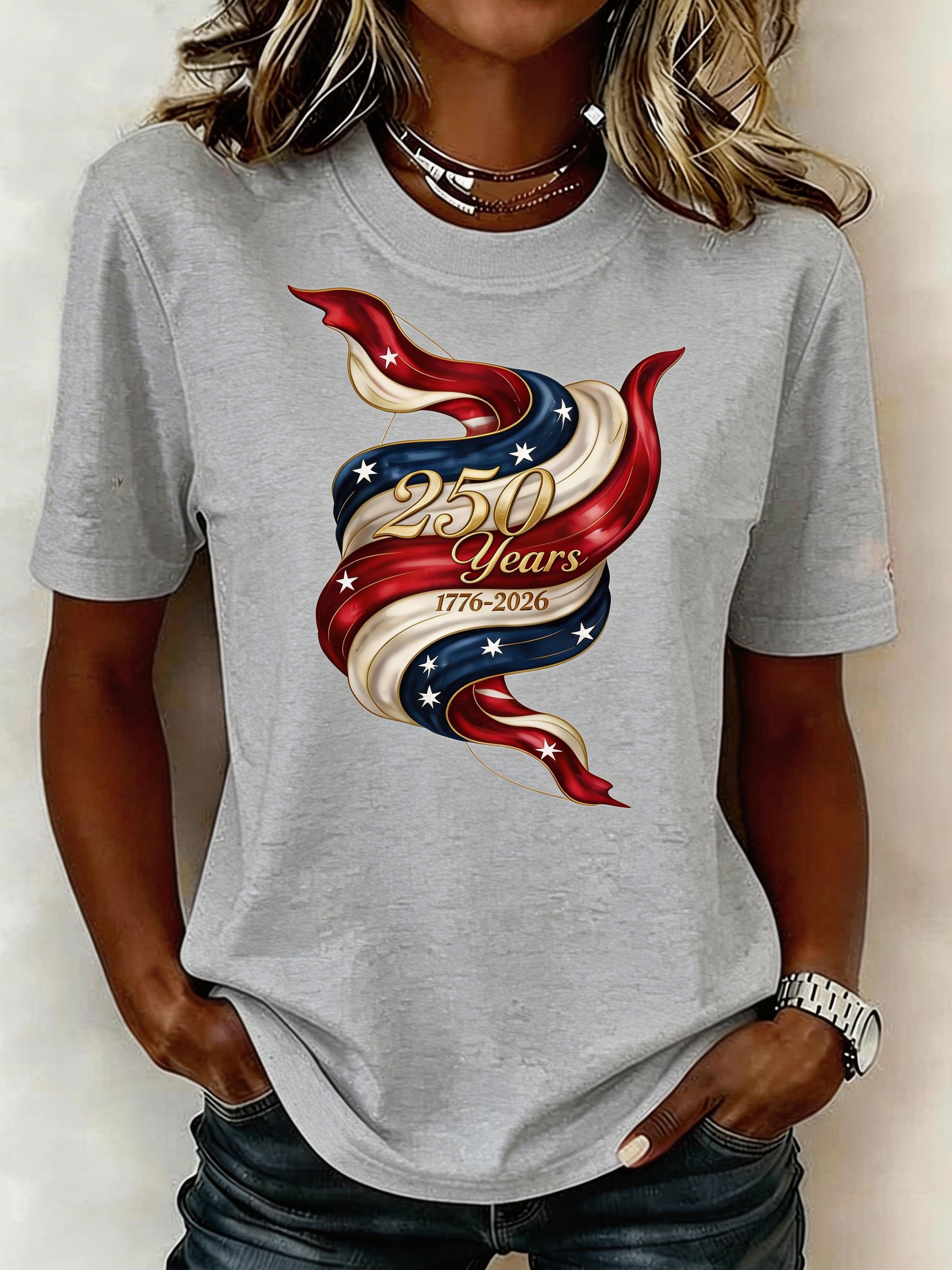 250 Years of Freedom T-Shirt - Proud American Patriotic Ribbon Graphic Tee