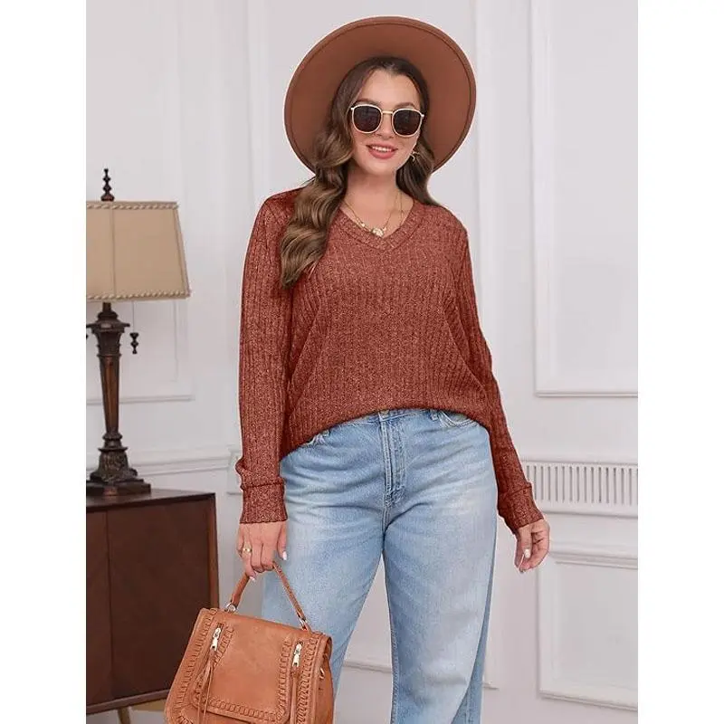 V Neck Long Sleeve Shirts for Women