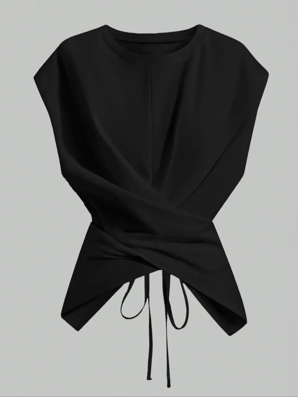 Women’s Knit Criss Cross Back Tie T-Shirt – Asymmetrical Casual Top