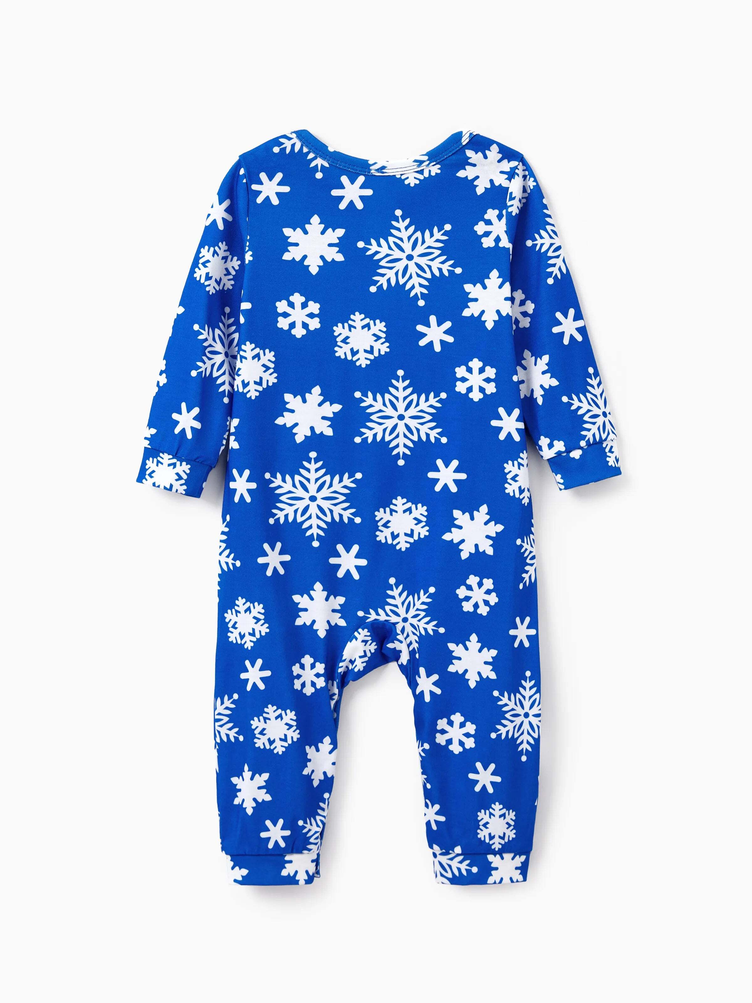 Christmas Matching Family Pajamas Set Snowflake Print Blue PJS with Christmas Socks Blue