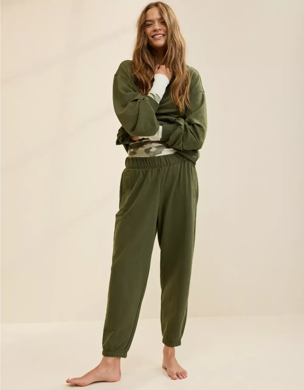 Comfy Drape Fleece Sweatshirt Set