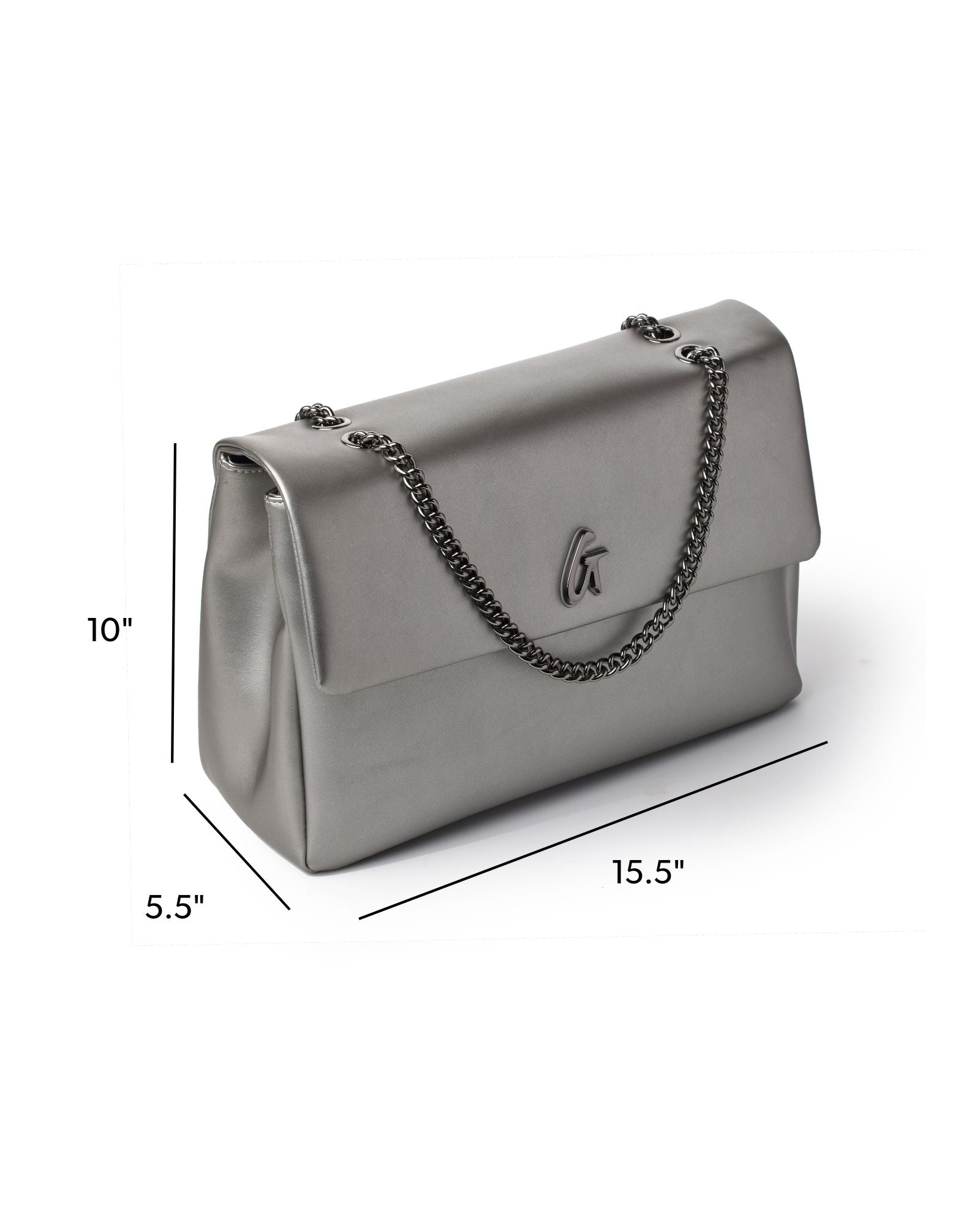 LARGE STANDARD FLAP BAG - PLATINUM