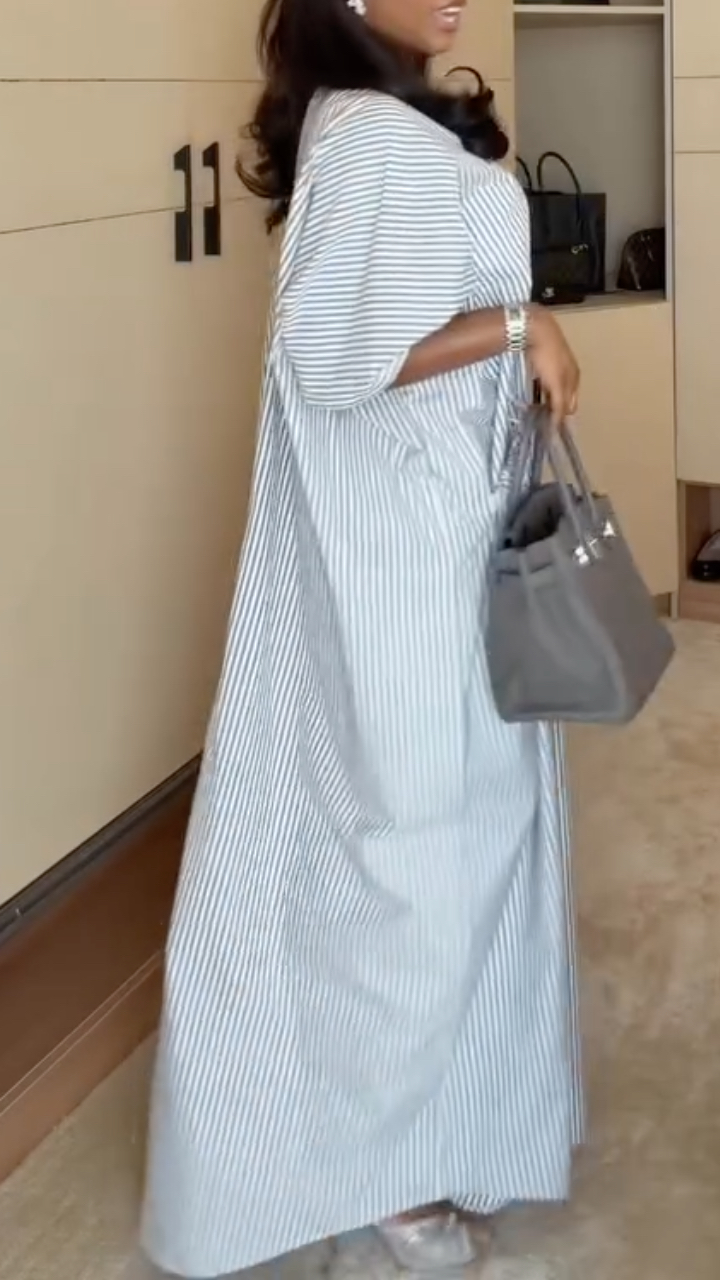 Women's V-neck Striped Casual Dress