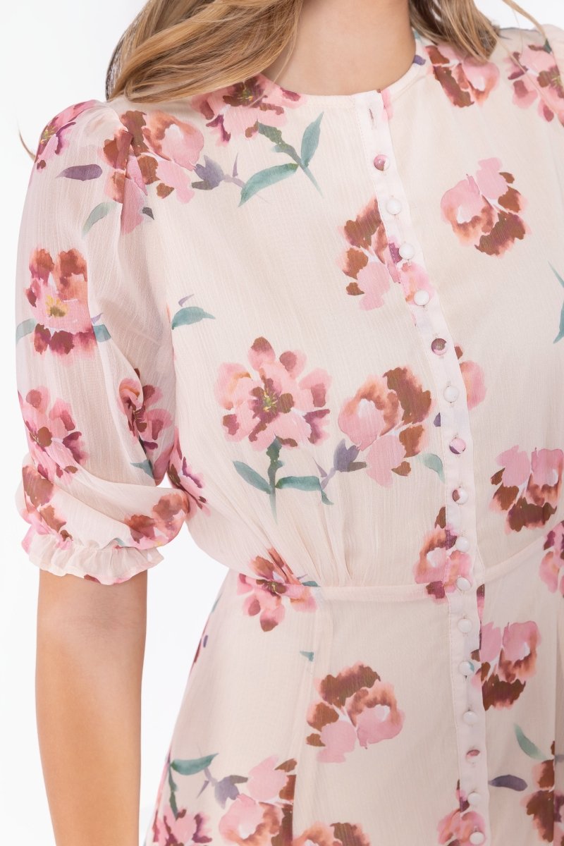 Lana Dress (Beige/Pink)