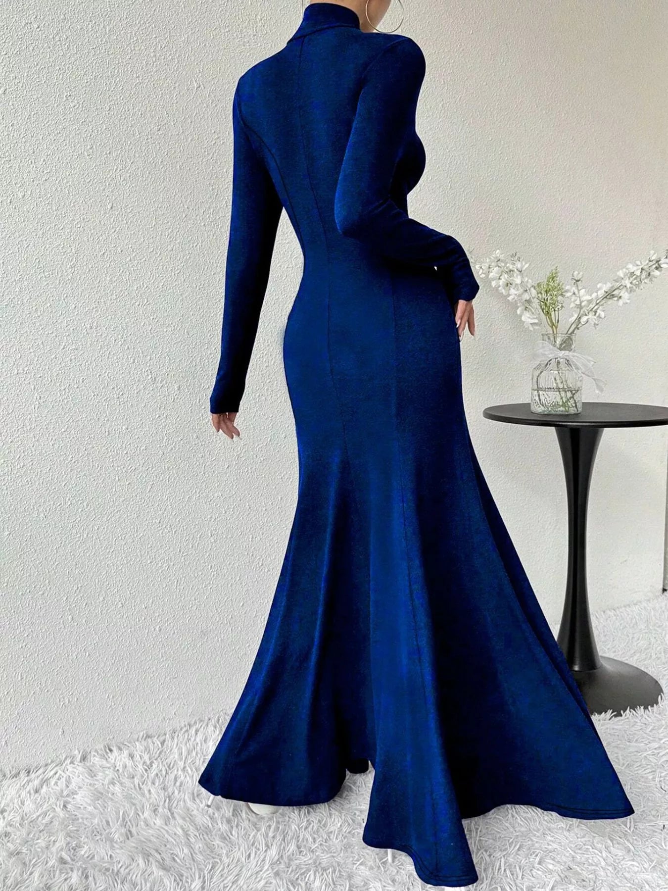 Turtleneck Long Sleeve Maxi Mermaid Dress