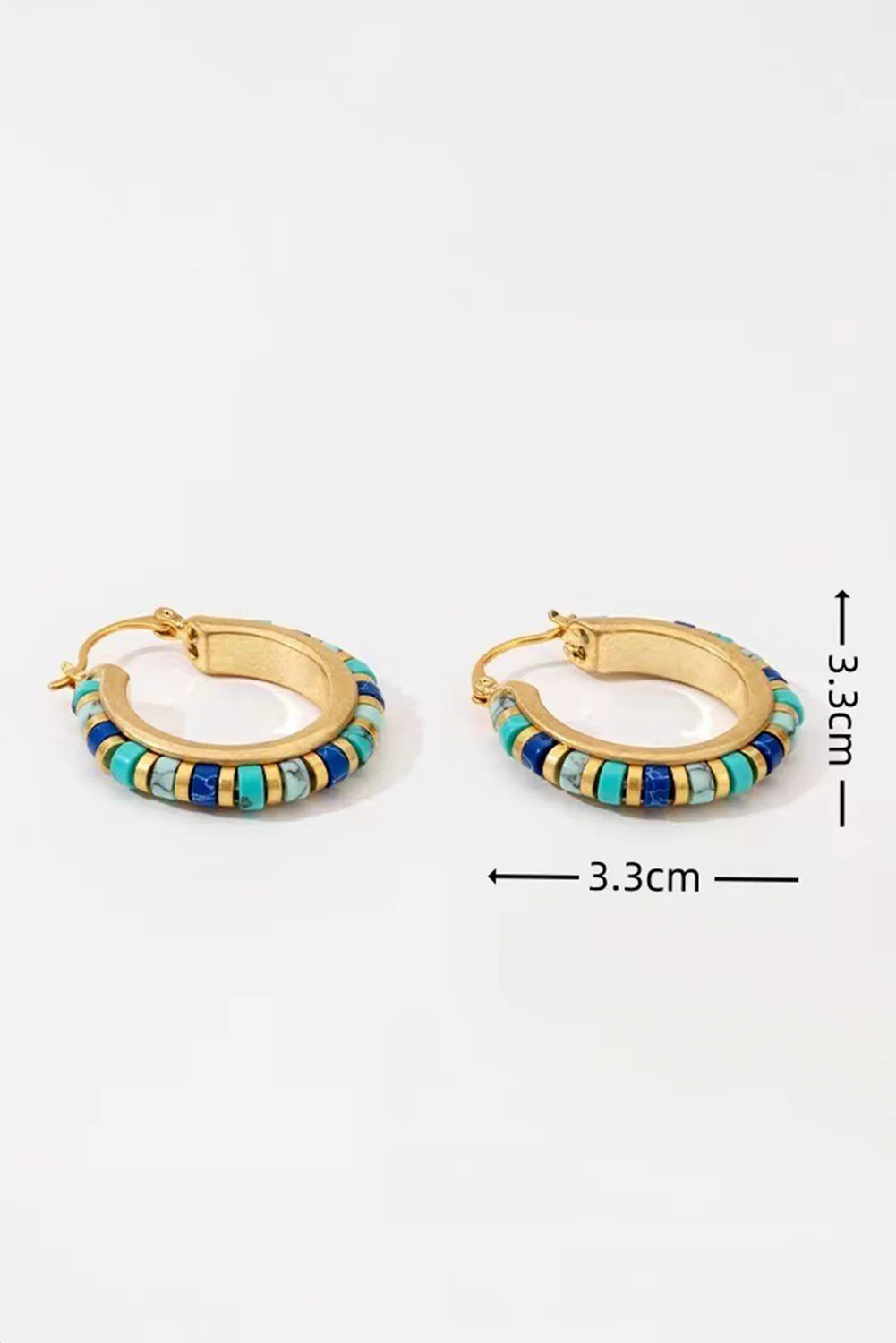 Gold Vintage Beads Decor Hoop Earrings