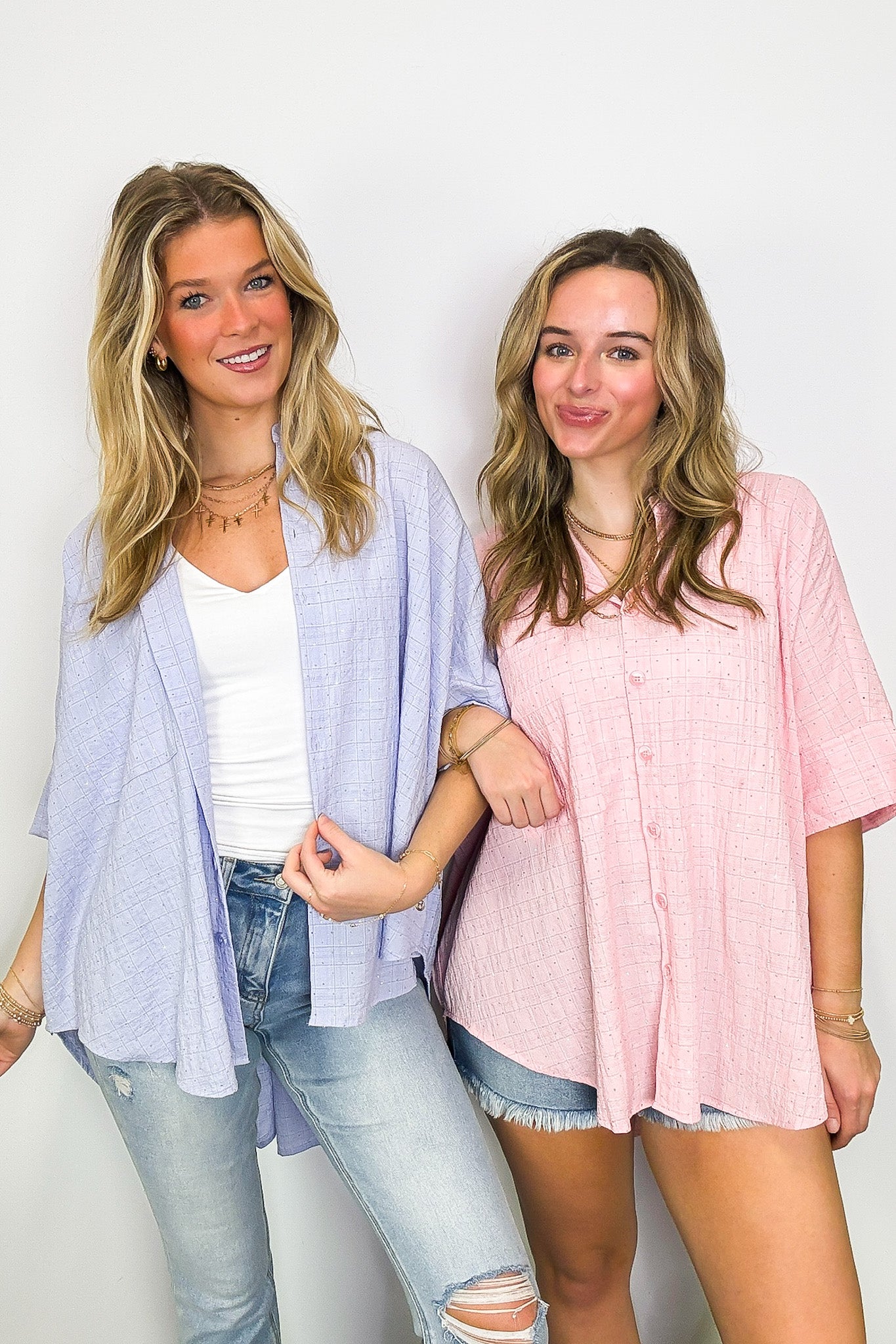 Rhinestone Embellished Button Down Top