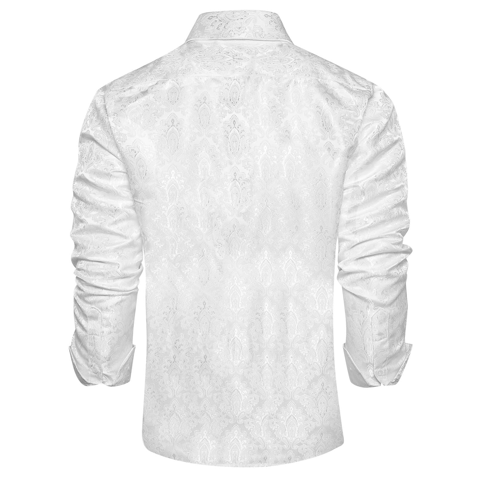 Men's Paisley Dress Shirt Long Sleeve Wrinkle Free Button Down Cowboy Shirts - White&paisley