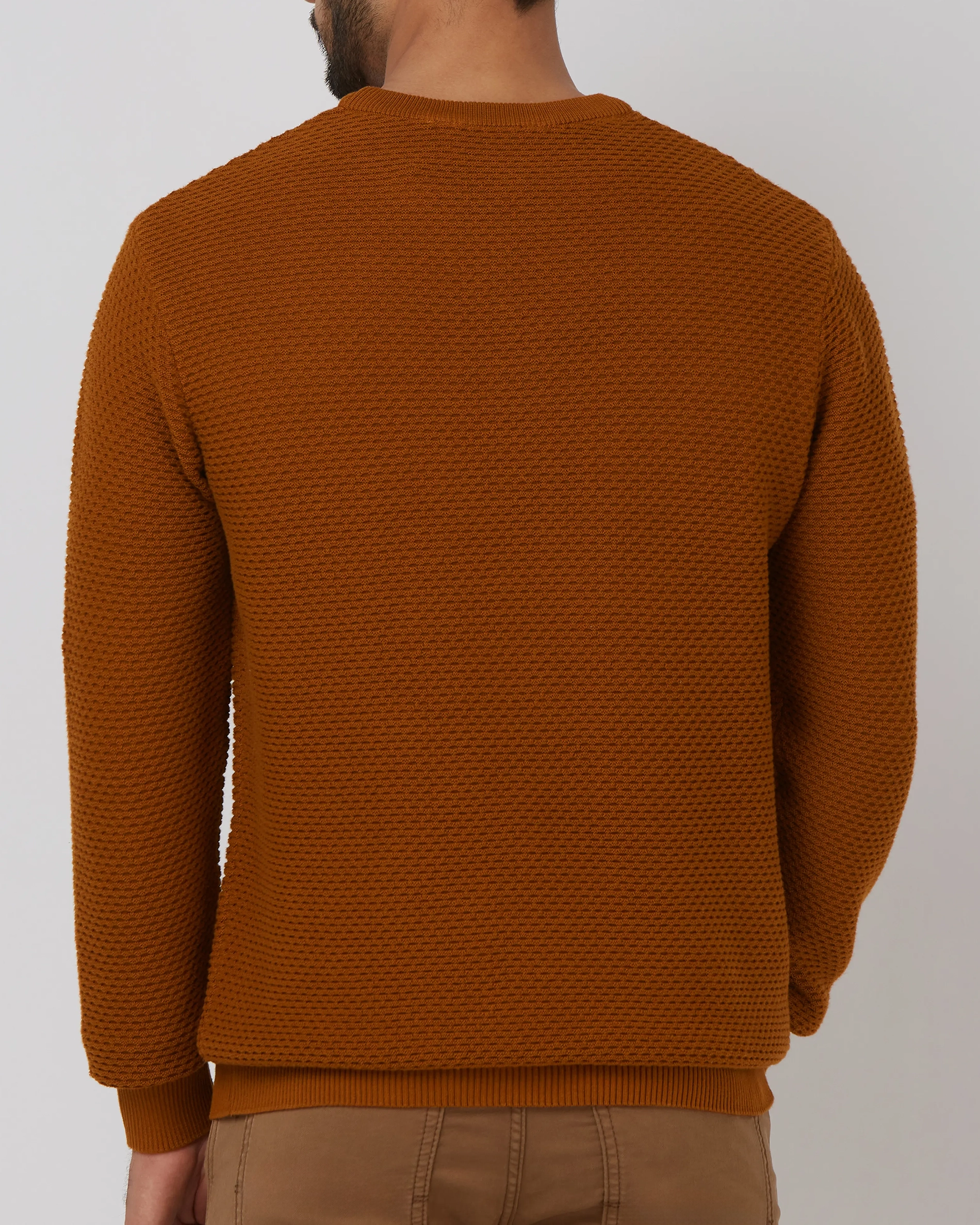 Comfortable Soft Daily Slim Rust Cotton Sweater