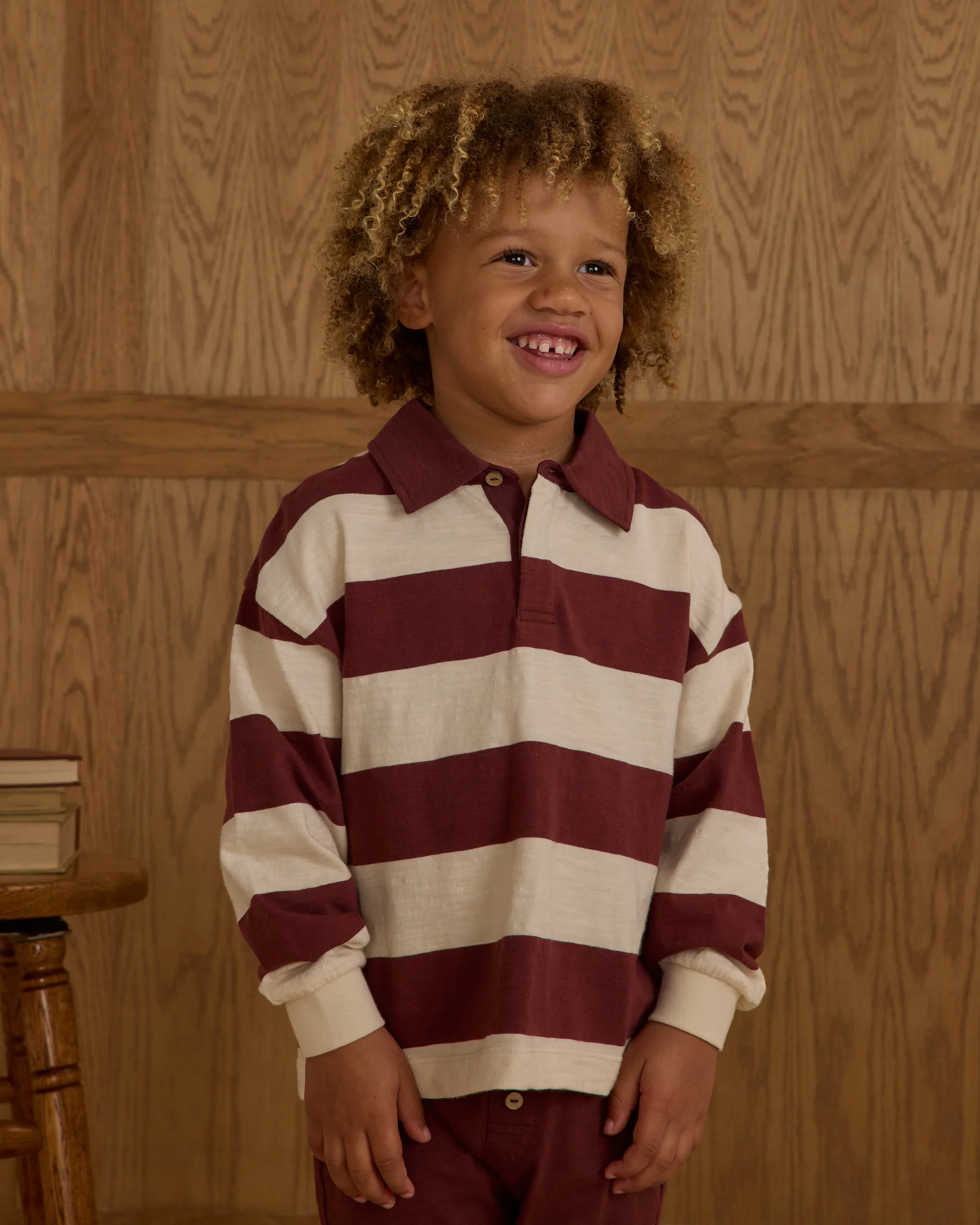 Rugby Polo || Burgundy Stripe