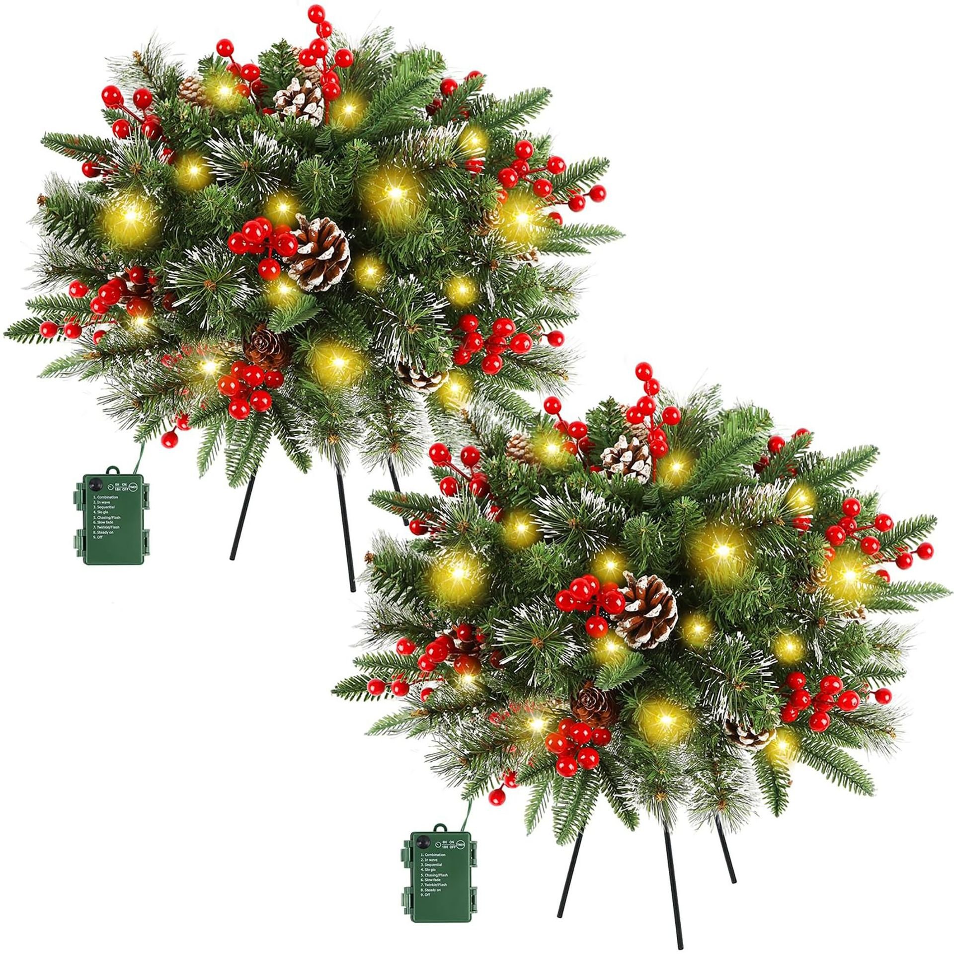 Lighted Artificia Christmas Pots