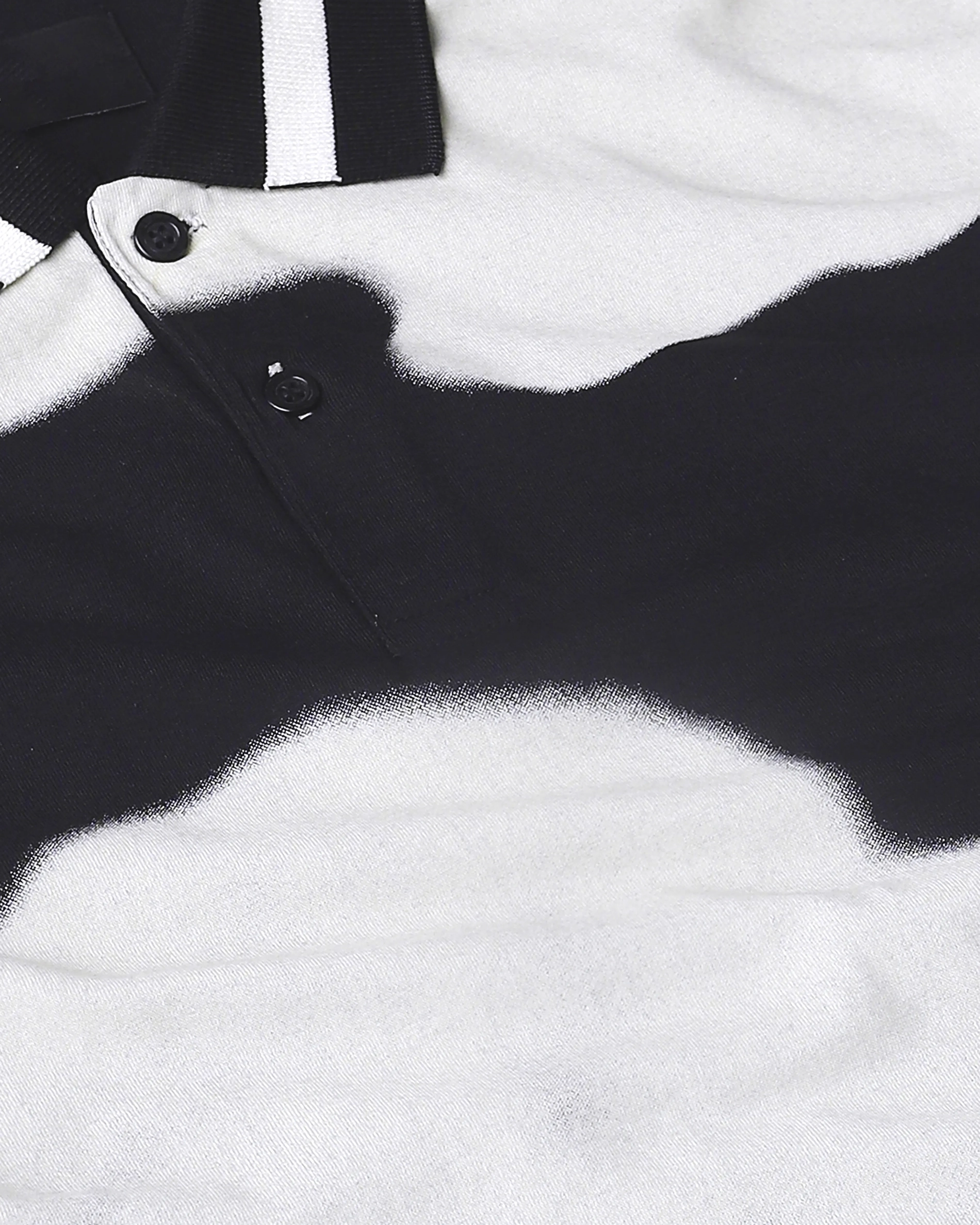 Daily Simple Soft  Black Floral Print Polo Shirt