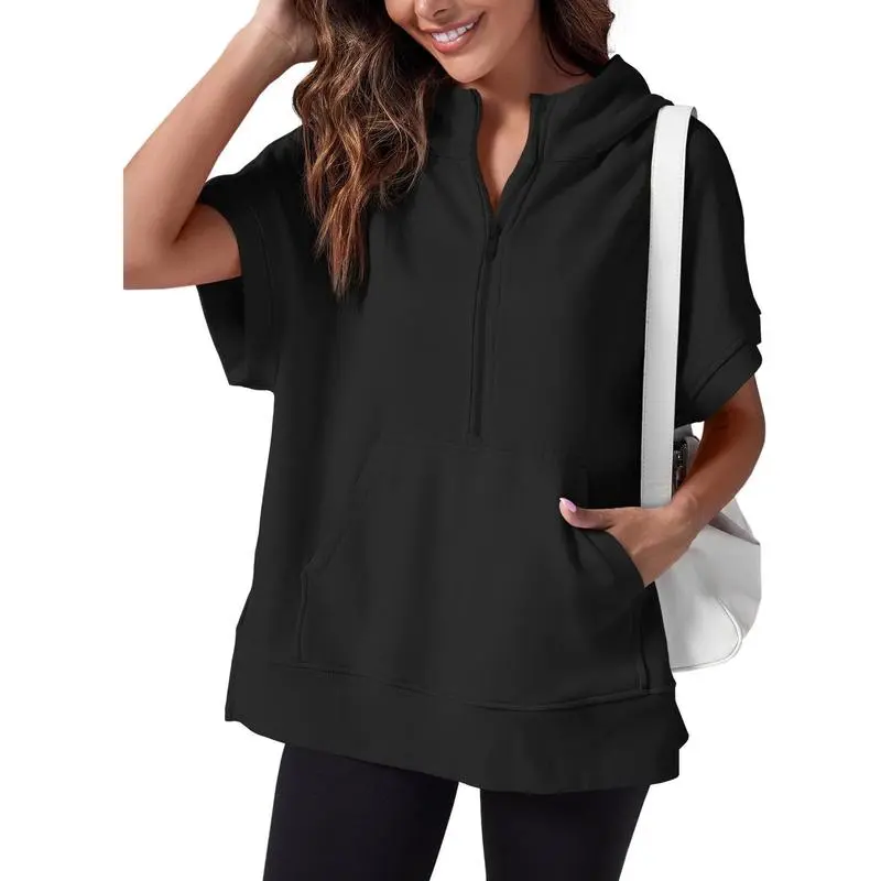 Womens Oversized Half Zip Hoodies with Pockets