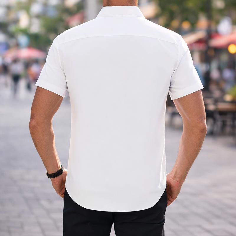 Alimen Stain-Resistant Short Sleeve Dress Shirt - Waterproof & Classic Style
