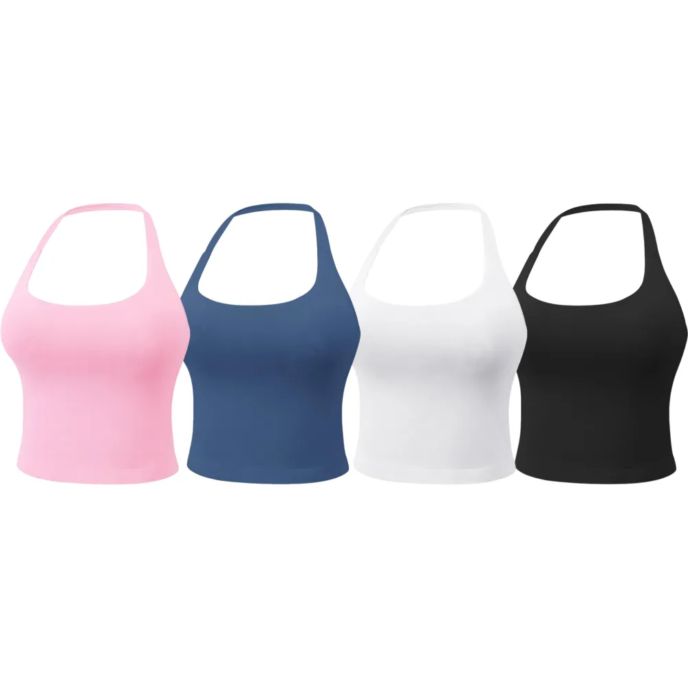 Women's Solid Removable Chest Pad Sports Tank Top