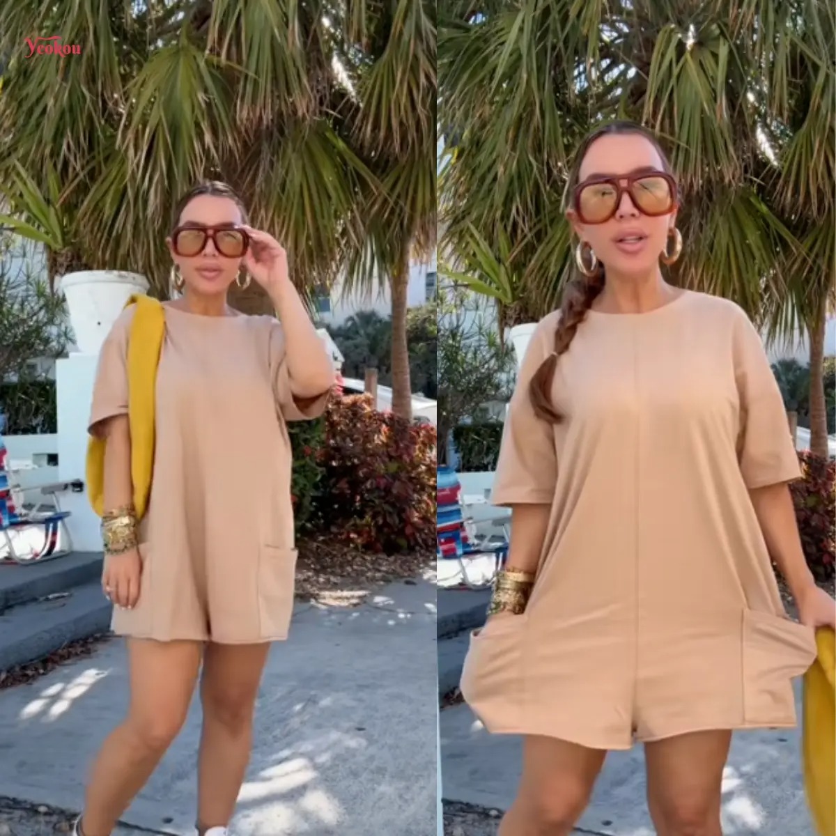 🔥Women's Oversized Casual Athletic Tee Romper