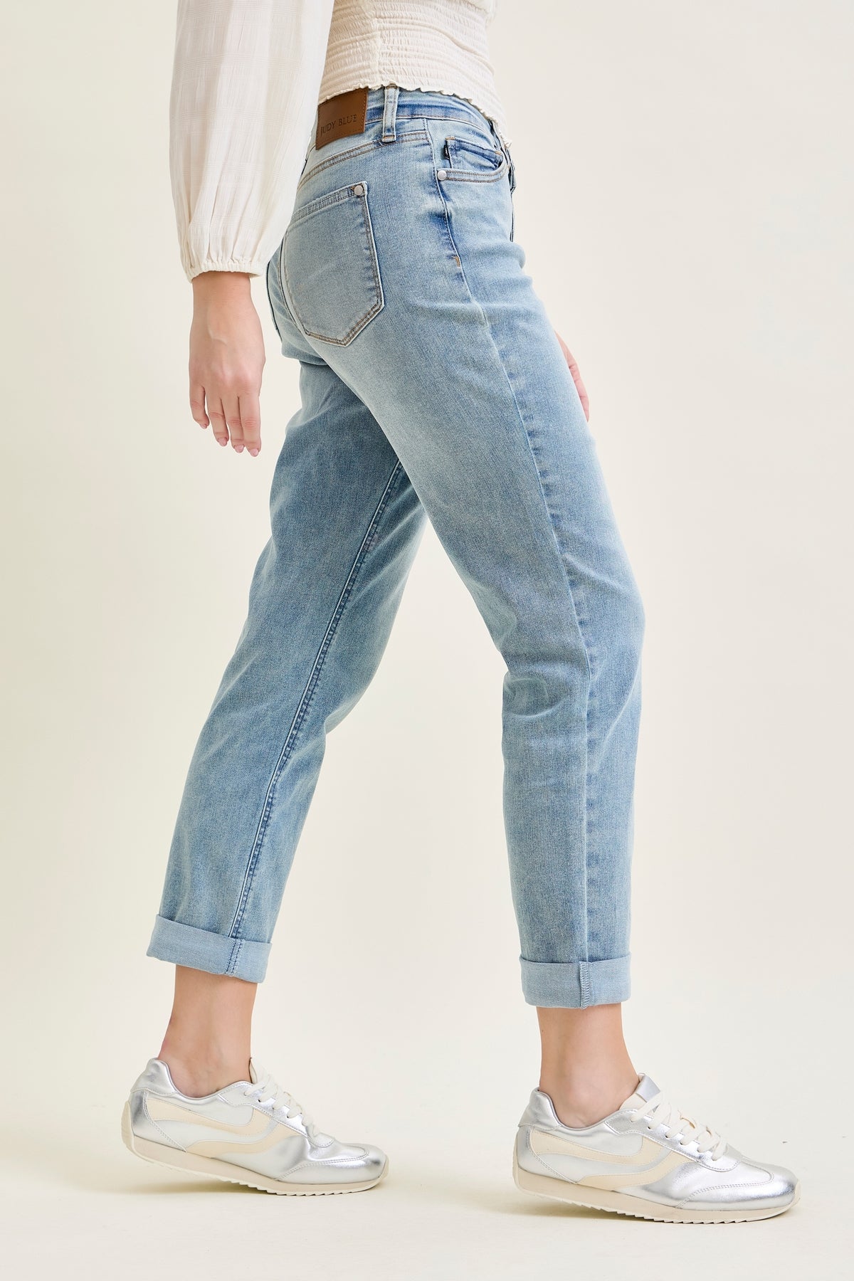 Laney V-Front Cool Denim Cuffed Boyfriend