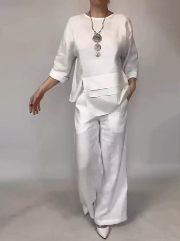 Women Stylish Plain Satin Three-pieces Set