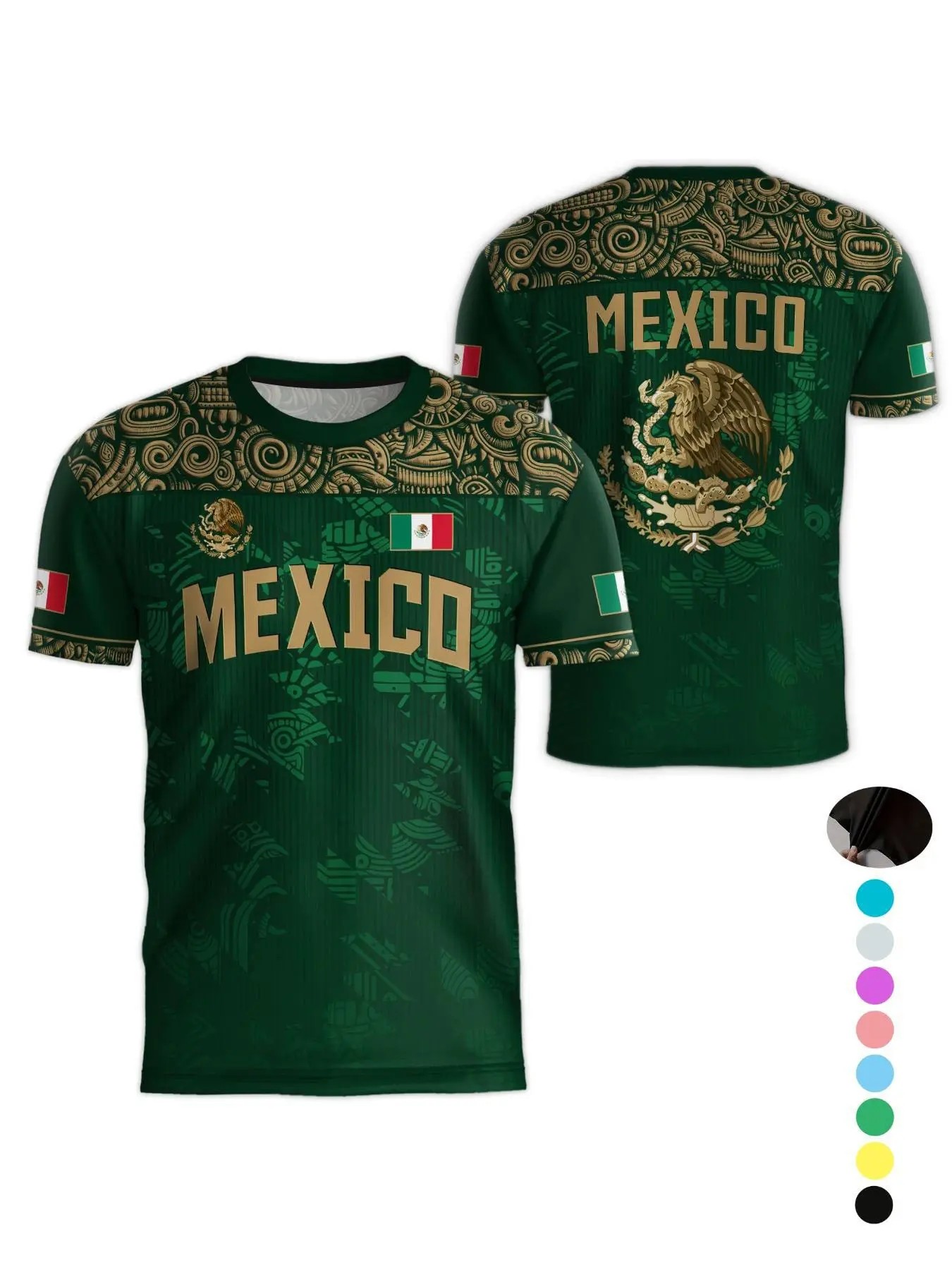 Mexico World Cup Short Sleeve T-Shirt, Breathable Quick-Dry Sports Fabric, Casual Fitted Ombre Design, Unisex Long Tee for All Seasons, Athletic Sports Clothing