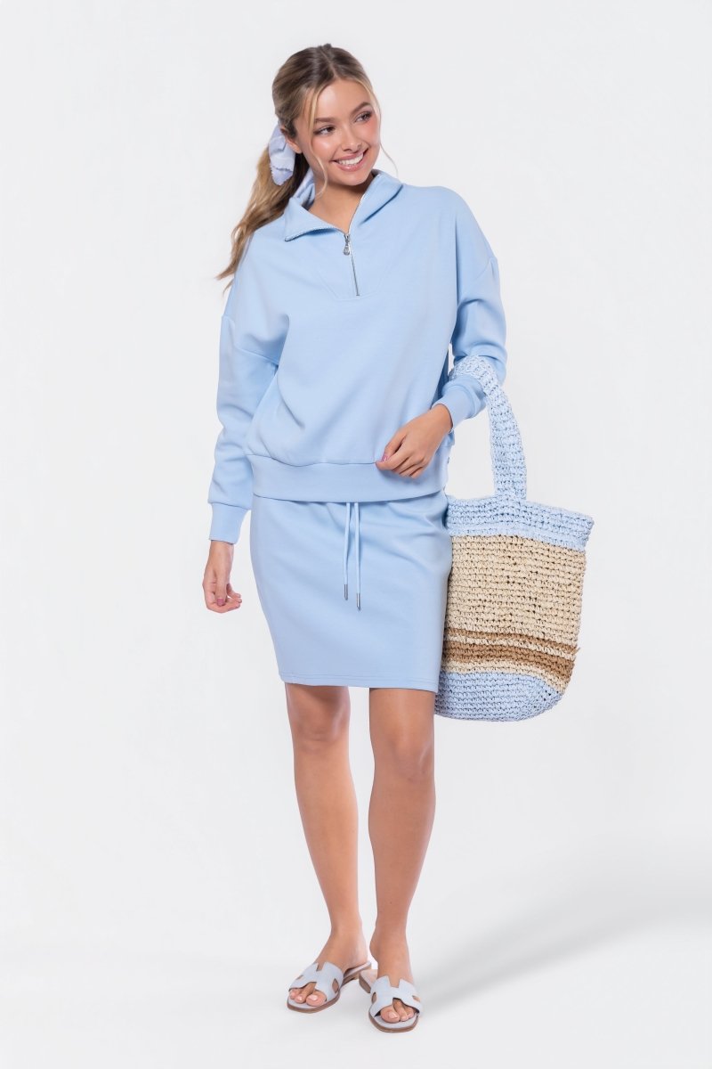 Mina Half Zip Top (Baby Blue)