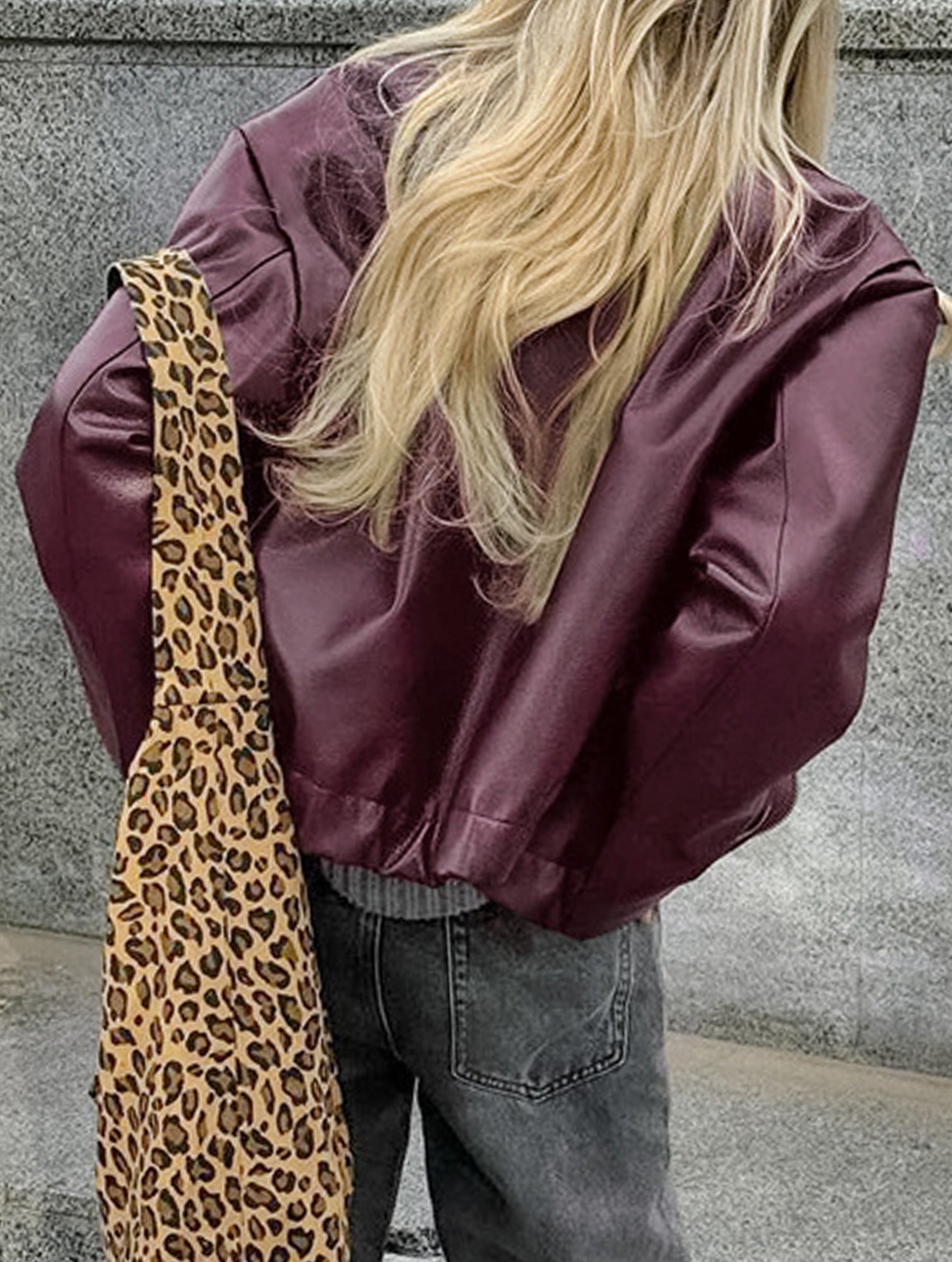 Stylish Loose-fitting Motorcycle Leather Jacket