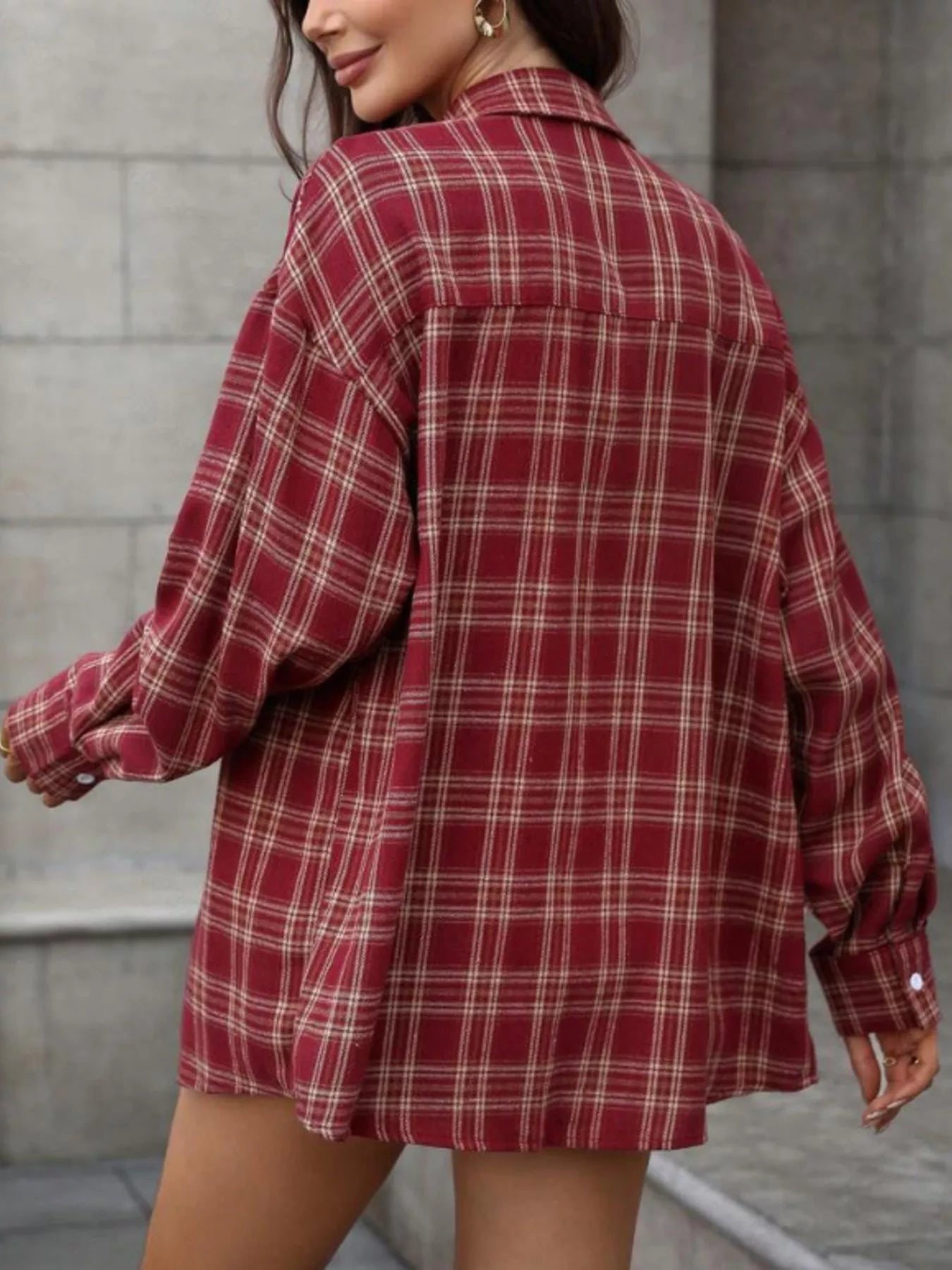 Plaid Button-Down Long Sleeve Shirt